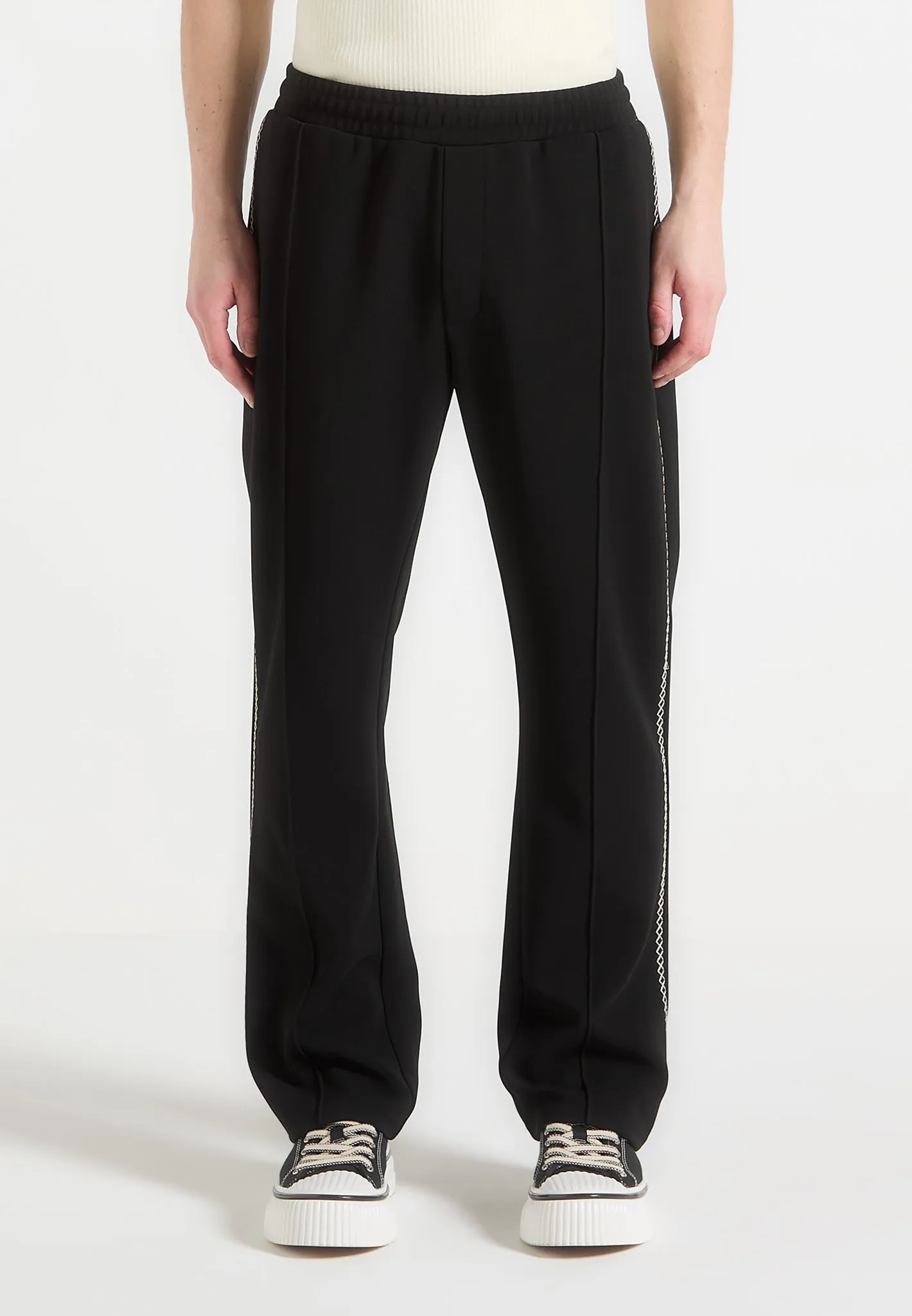 Gael - Contrast Whipstitch Relaxed Track Pants - Black sold by Maniere De Voir product image thumbnail 4