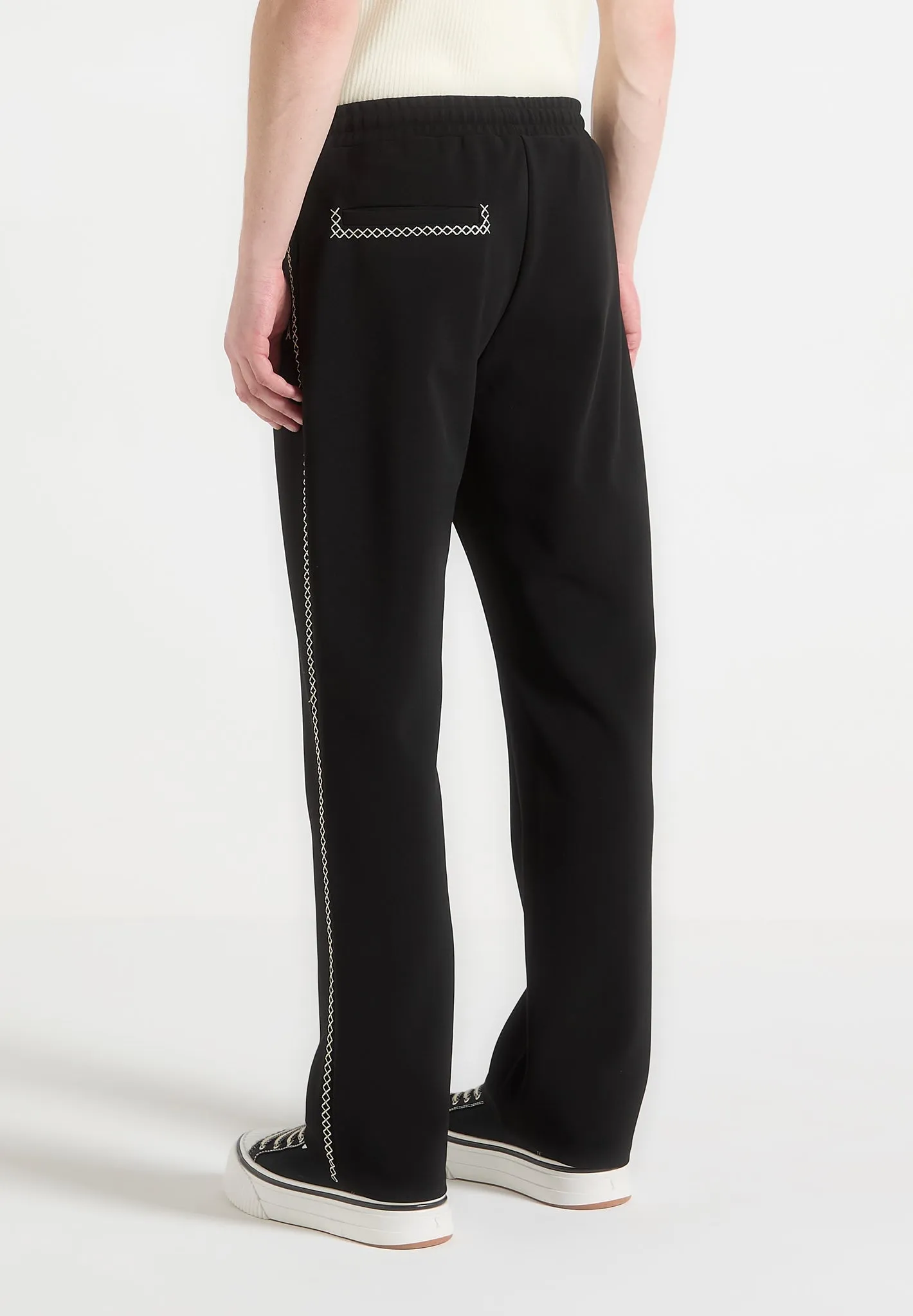 Gael - Contrast Whipstitch Relaxed Track Pants - Black sold by Maniere De Voir product image thumbnail 5