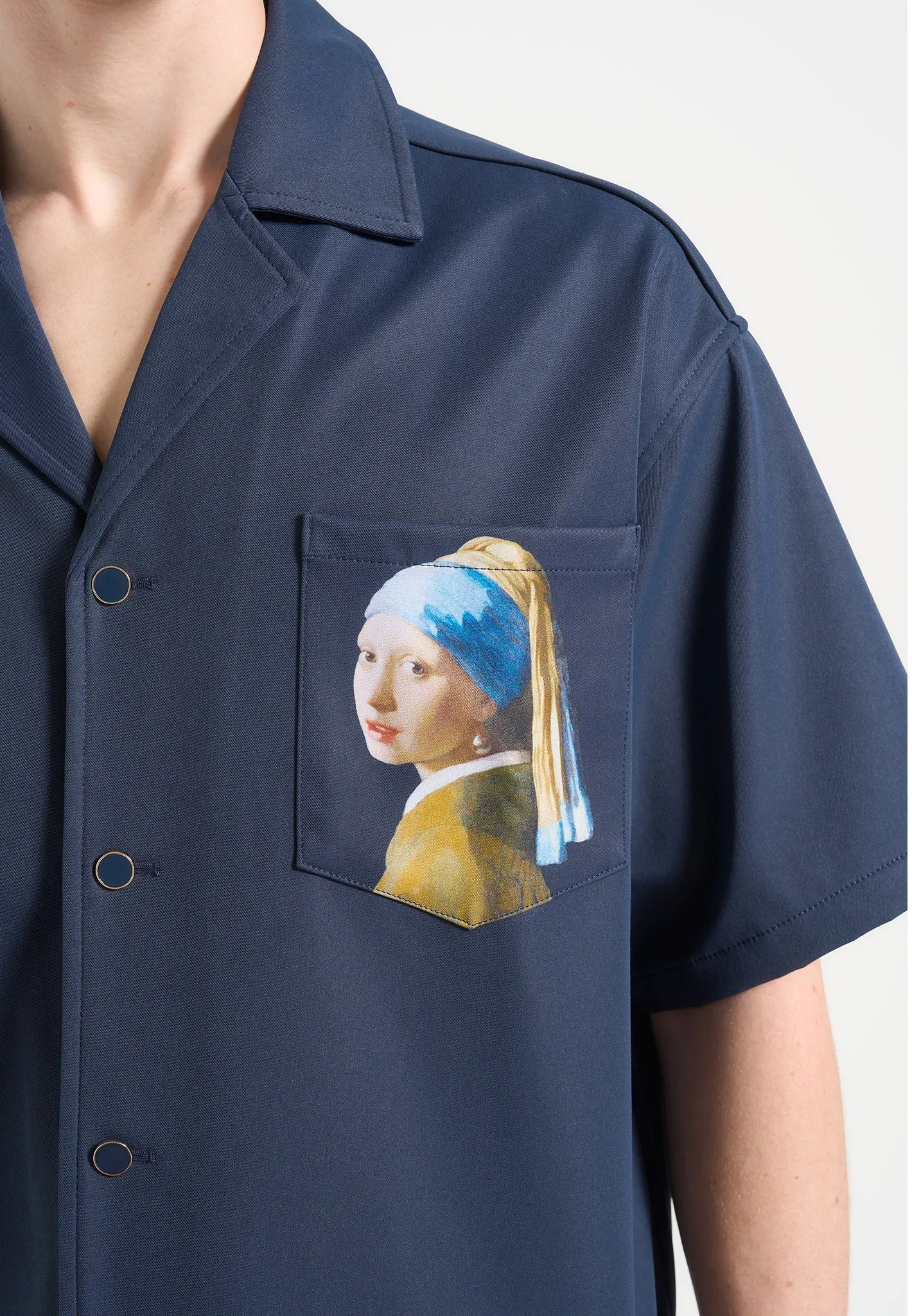 Stephane - "A Girl With A Pearl Earring" Boxy Shirt - Indigo sold by Maniere De Voir product image thumbnail 3