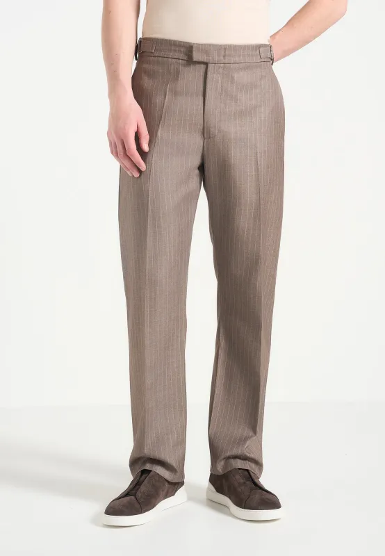 Joseph - Regular Fit Pinstripe Tailored Trousers - Taupe made by Maniere De Voir