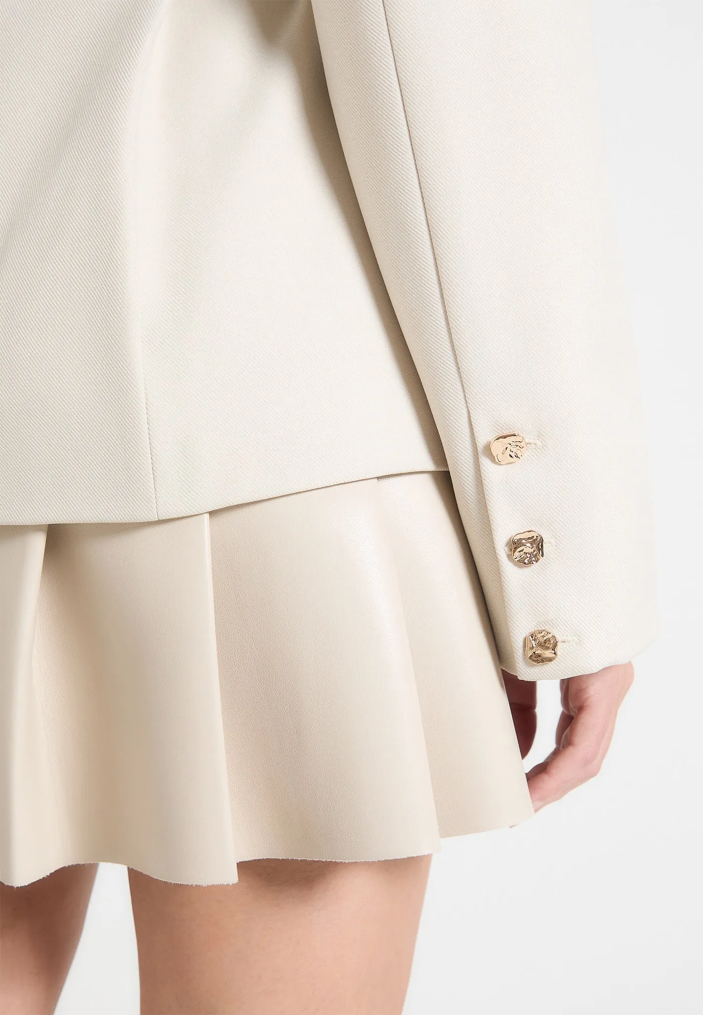 Nicole - Tailored Cinch Blazer Dress with Pleats - Cream/Beige sold by Maniere De Voir product image thumbnail 4