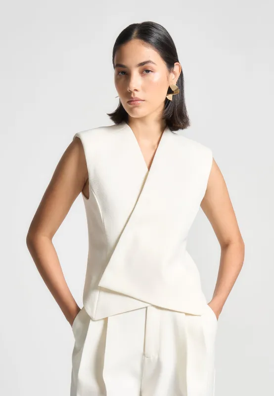 Laurence - Tailored Wrap Waistcoat - Cream made by Maniere De Voir