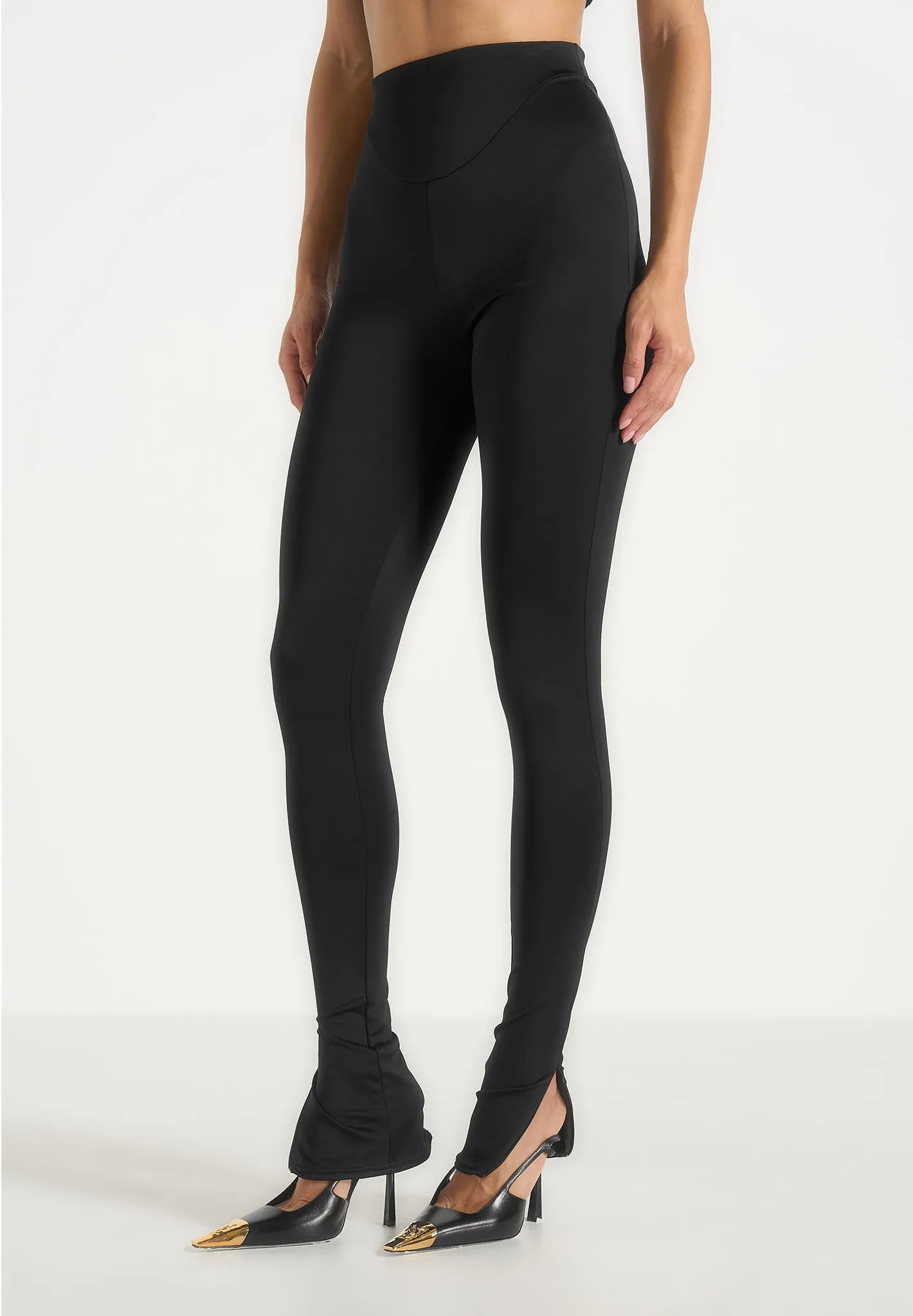 LS001 - High Waisted Leggings - Black sold by Maniere De Voir product image thumbnail 2