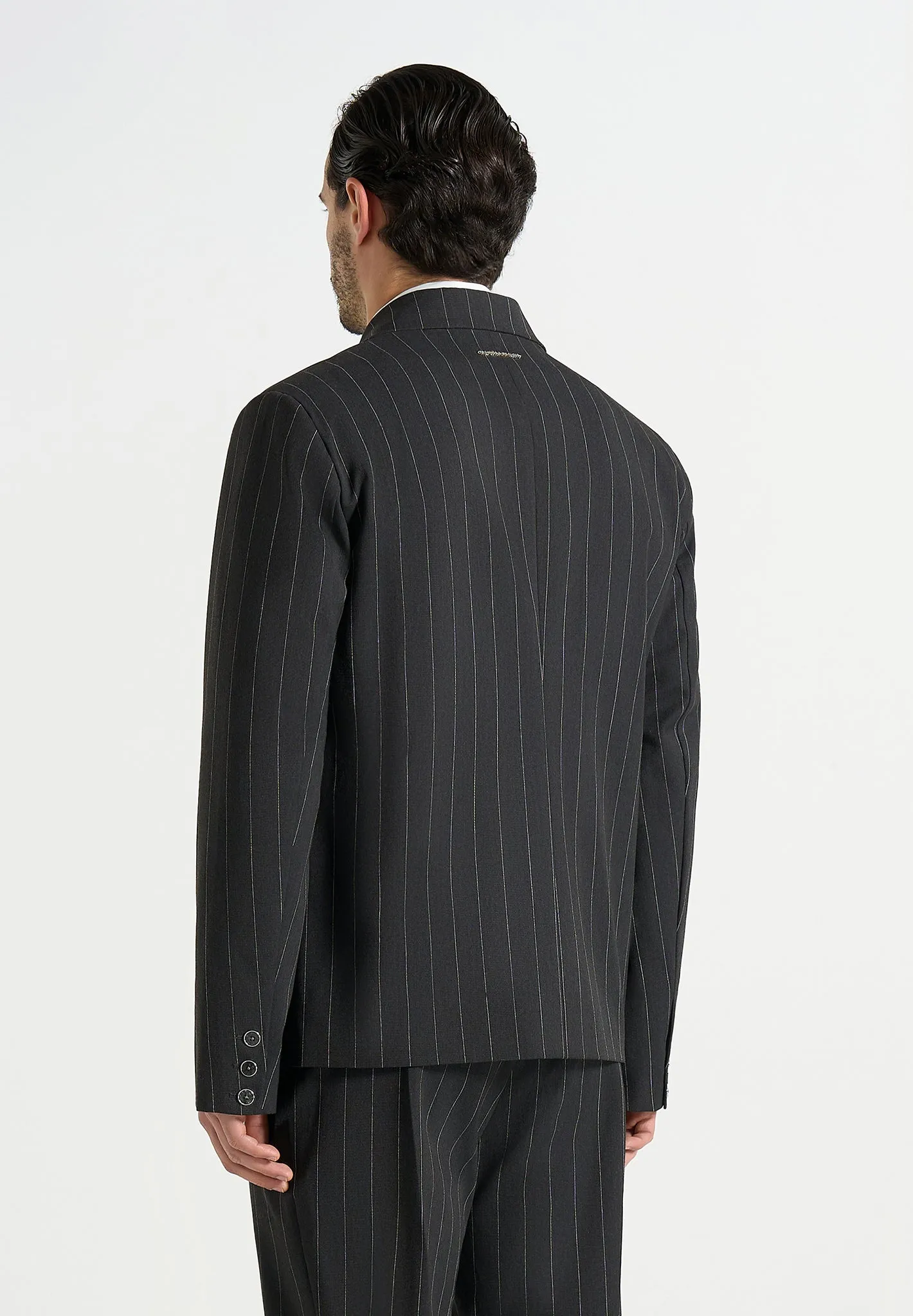 Gaston - Double Breasted Pinstripe Suit Jacket - Grey sold by Maniere De Voir product image thumbnail 5