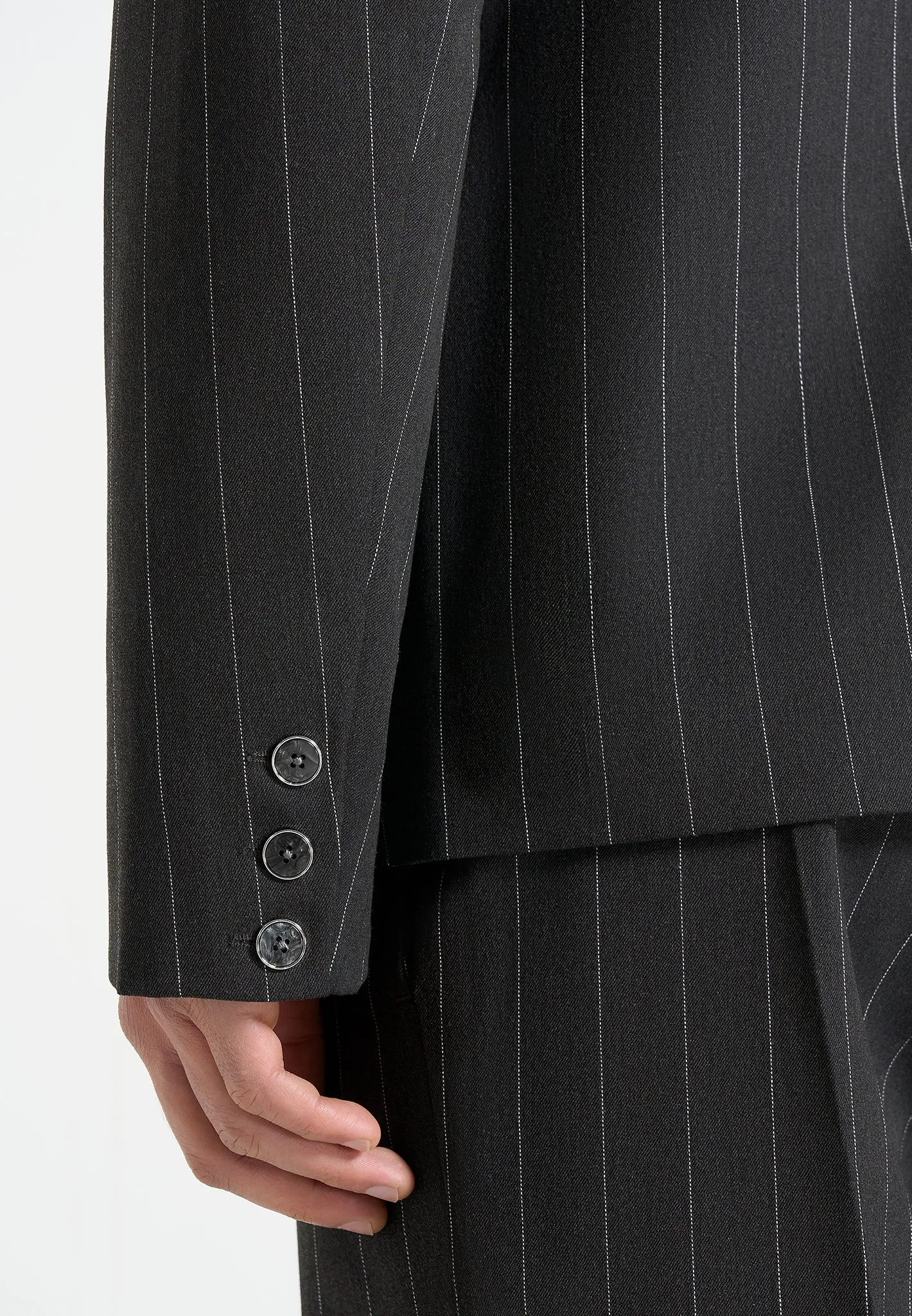Gaston - Double Breasted Pinstripe Suit Jacket - Grey sold by Maniere De Voir product image thumbnail 4