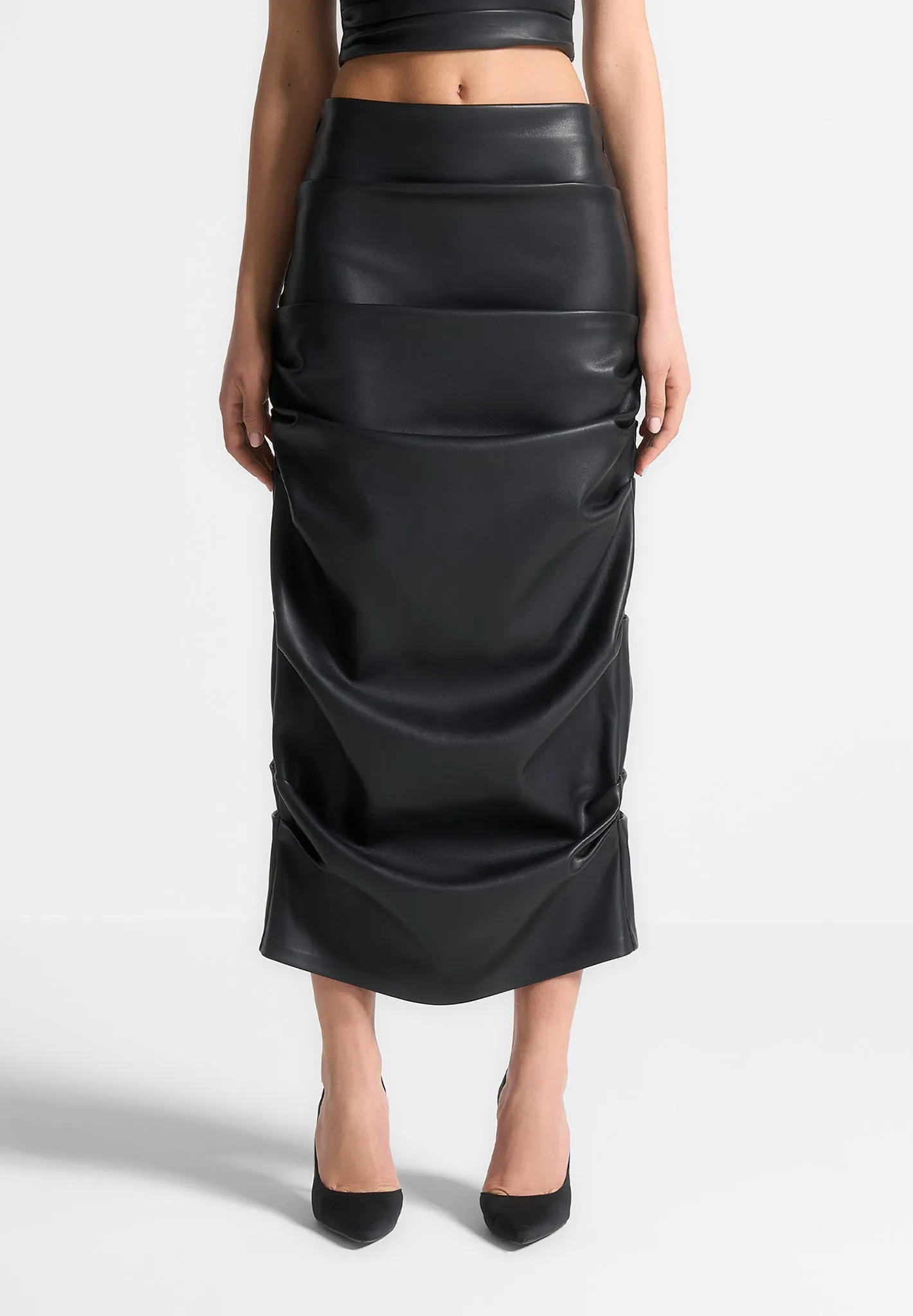 Apolline - Tacked Leather Midaxi Skirt - Black sold by Maniere De Voir product image thumbnail 2