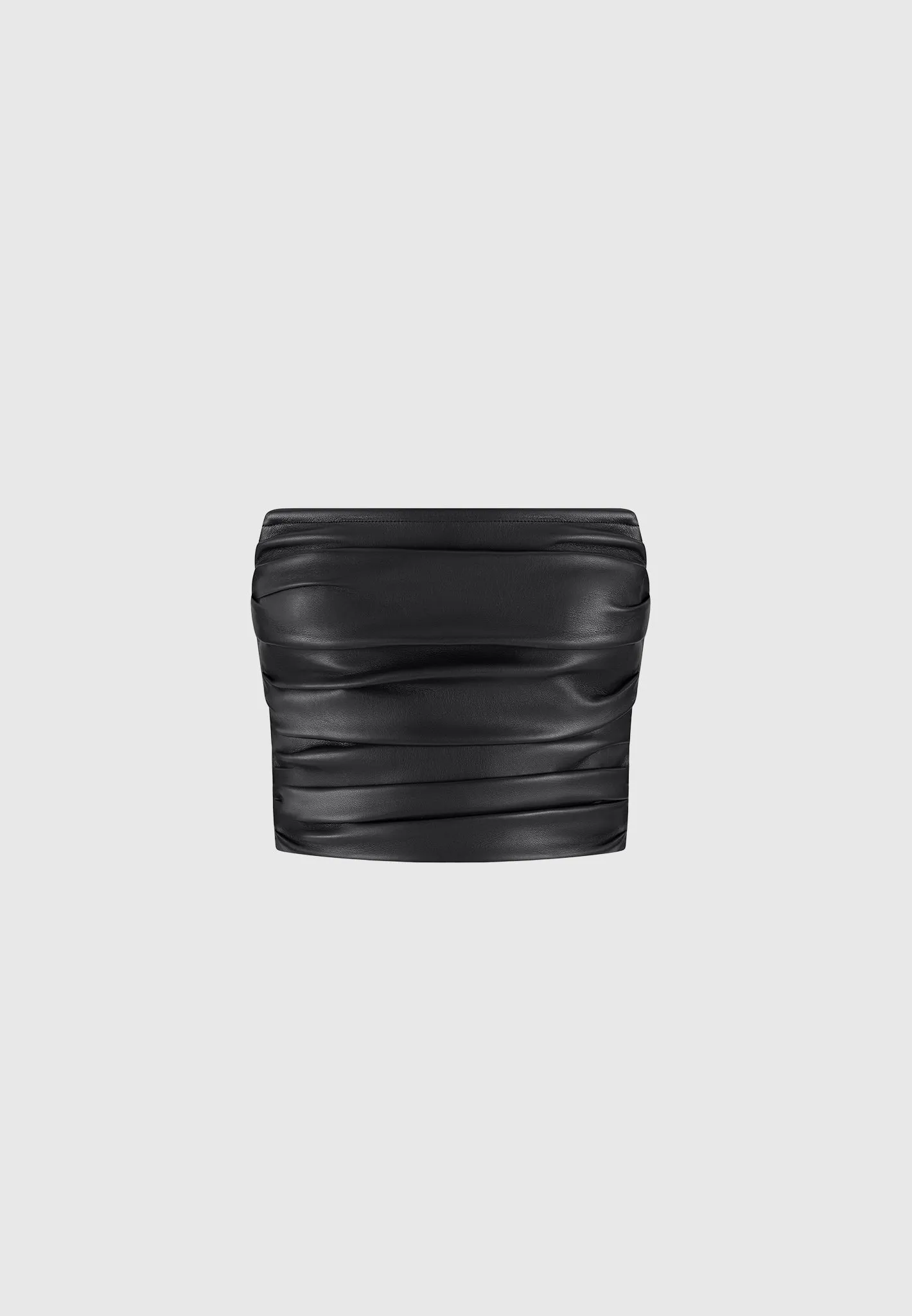 Pleated Bandeau Leather Corset Top - Black sold by Maniere De Voir product image thumbnail 4