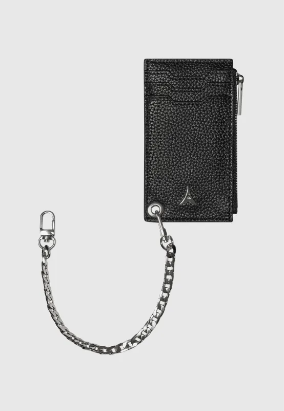 Leather Cardholder with Chain - Black made by Maniere De Voir