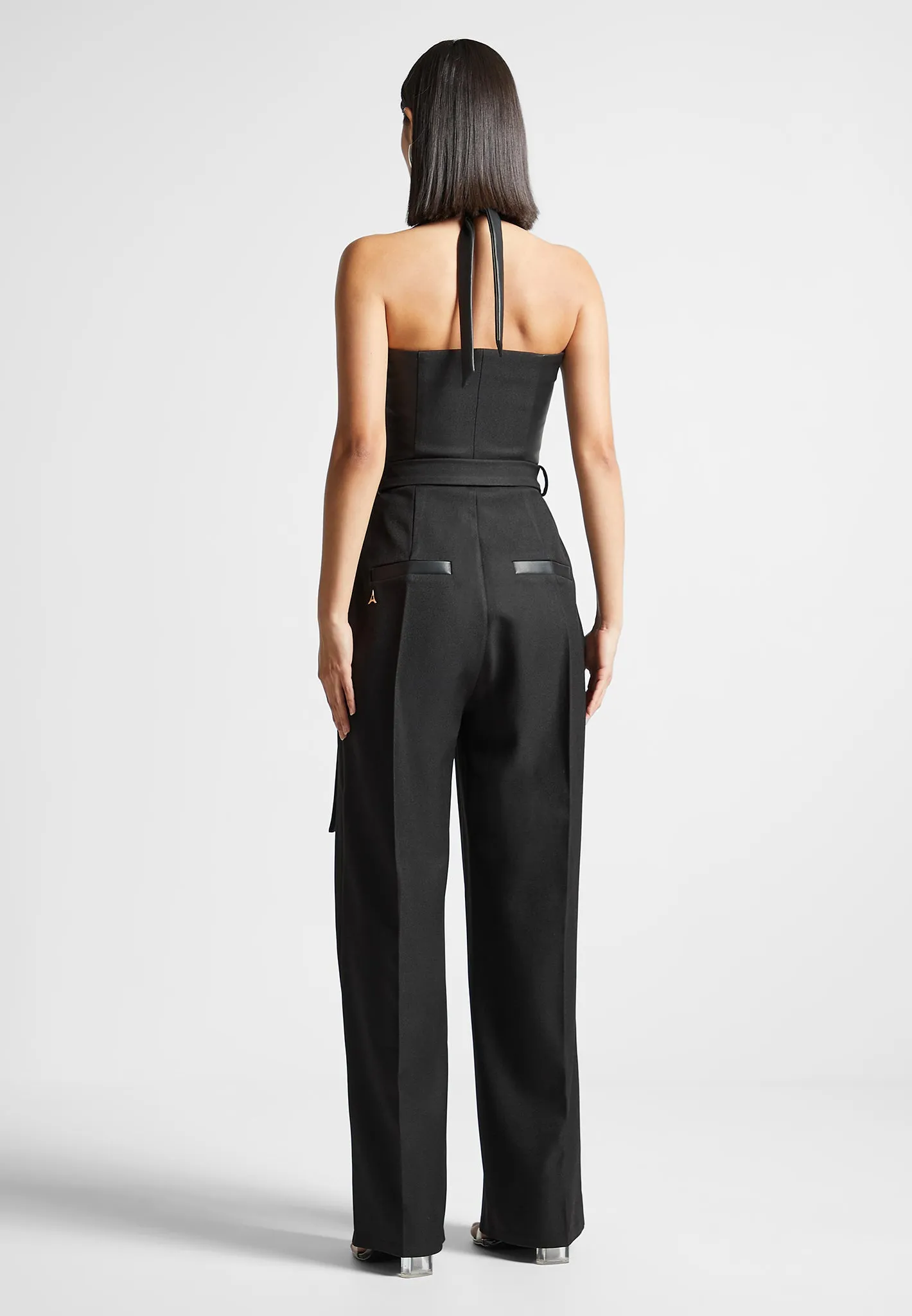 Sabine - Tailored Pleat Jumpsuit with Belt - Black sold by Maniere De Voir product image thumbnail 4