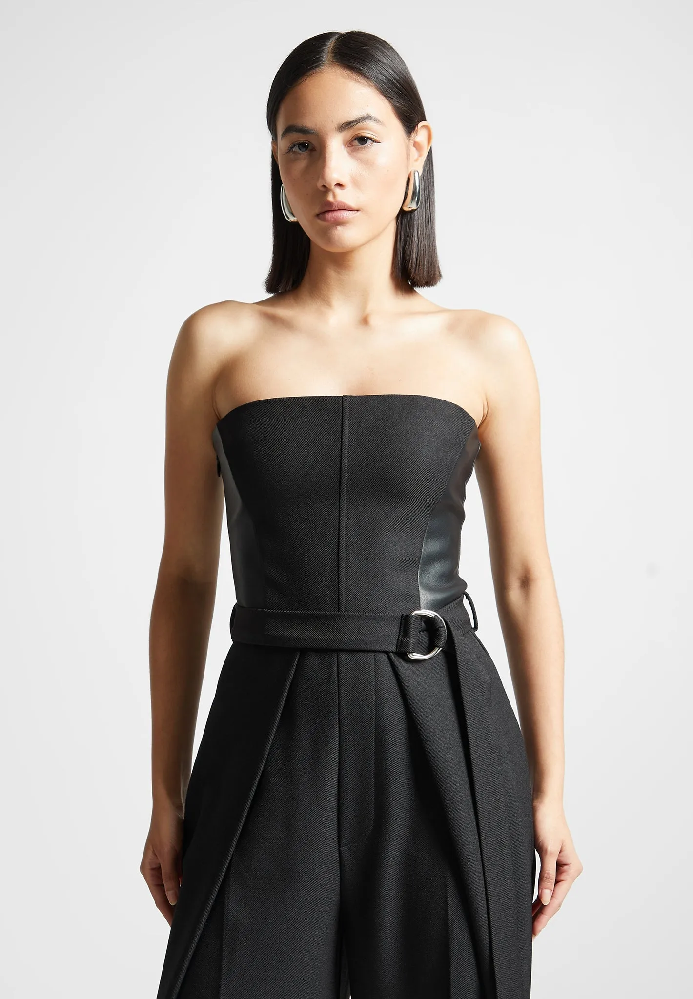 Sabine - Tailored Pleat Jumpsuit with Belt - Black sold by Maniere De Voir product image thumbnail 5