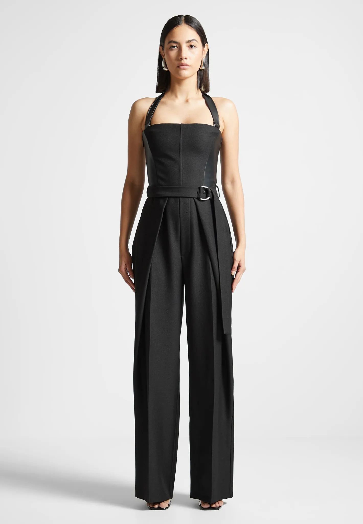 Sabine - Tailored Pleat Jumpsuit with Belt - Black sold by Maniere De Voir product image thumbnail 2