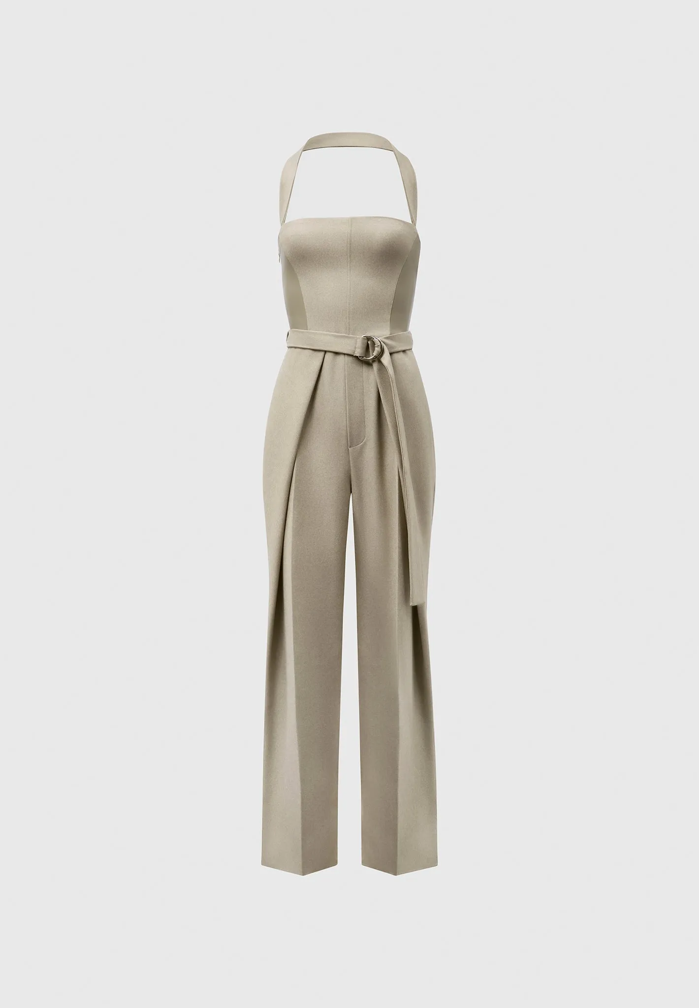 Sabine - Tailored Pleat Jumpsuit with Belt - Beige sold by Maniere De Voir product image thumbnail 4