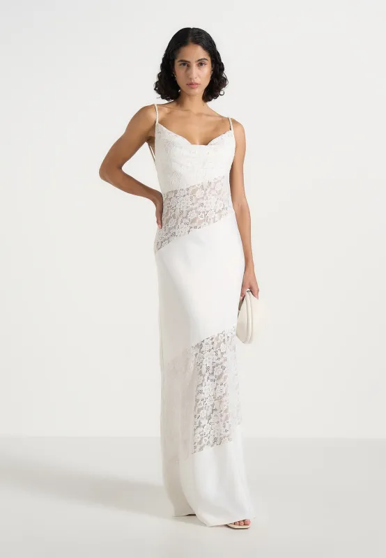 Naya - Asymmetric Lace Maxi Dress - White made by Maniere De Voir