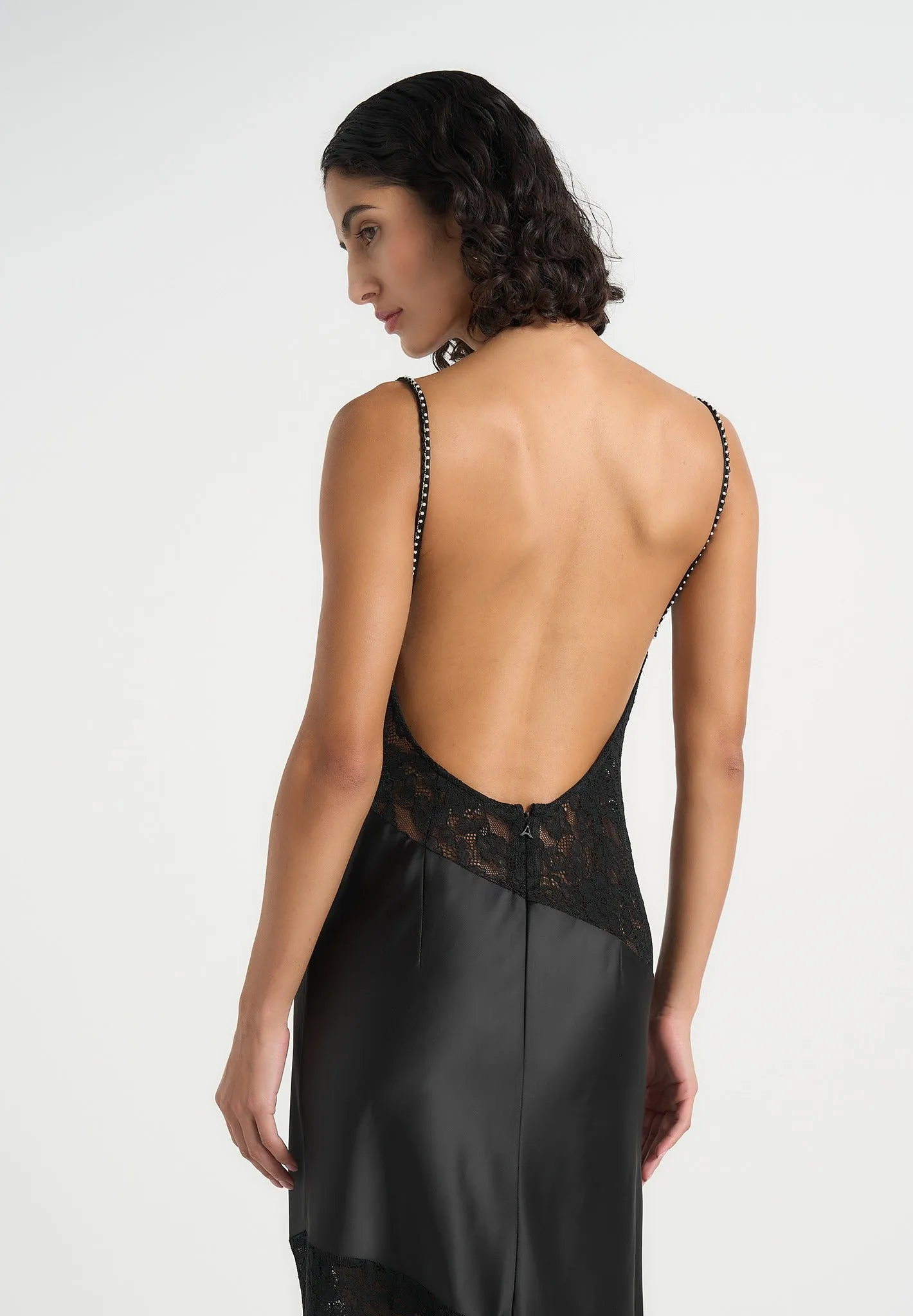 Naya - Asymmetric Lace Maxi Dress - Black sold by Maniere De Voir product image thumbnail 4