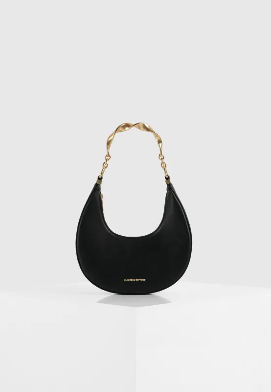 Sadie - Sculpted Leather Crescent Bag - Black made by Maniere De Voir