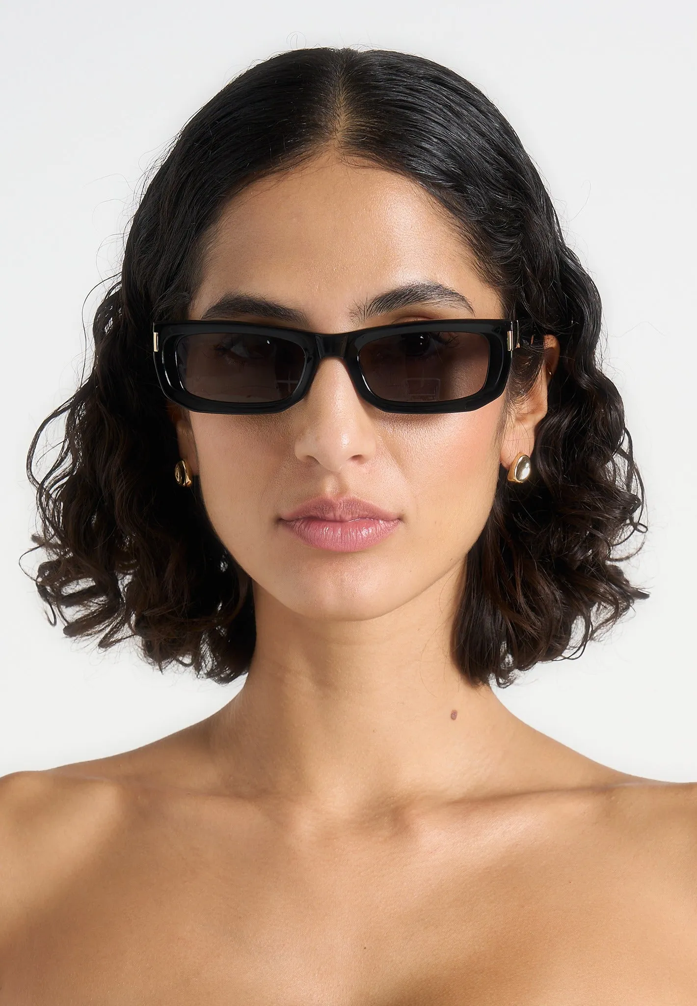Milan - Curved-Frame Sunglasses - Black sold by Maniere De Voir product image thumbnail 2