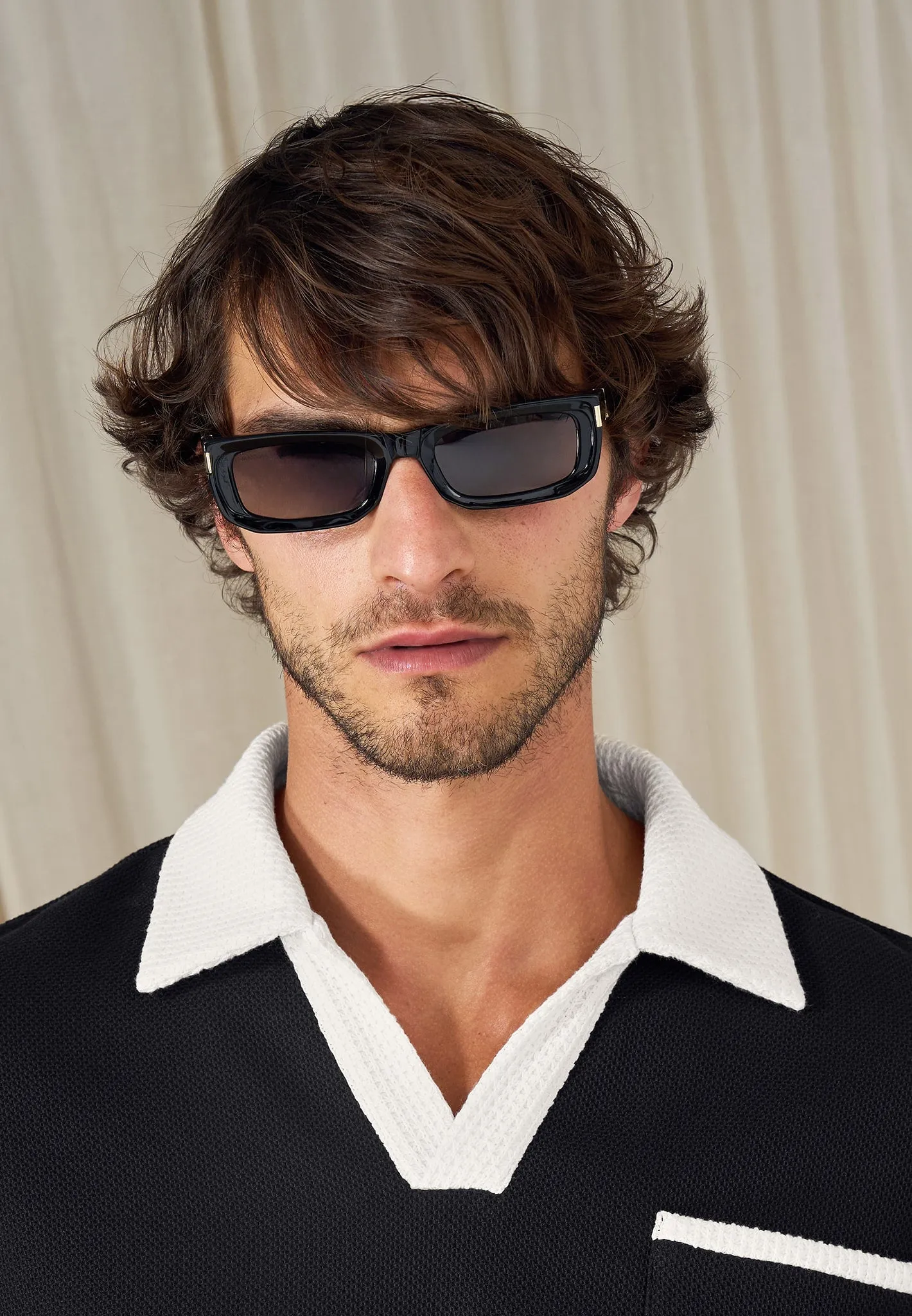 Milan - Curved-Frame Sunglasses - Black sold by Maniere De Voir product image thumbnail 3