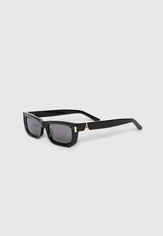 Milan - Curved-Frame Sunglasses - Black made by Maniere De Voir
