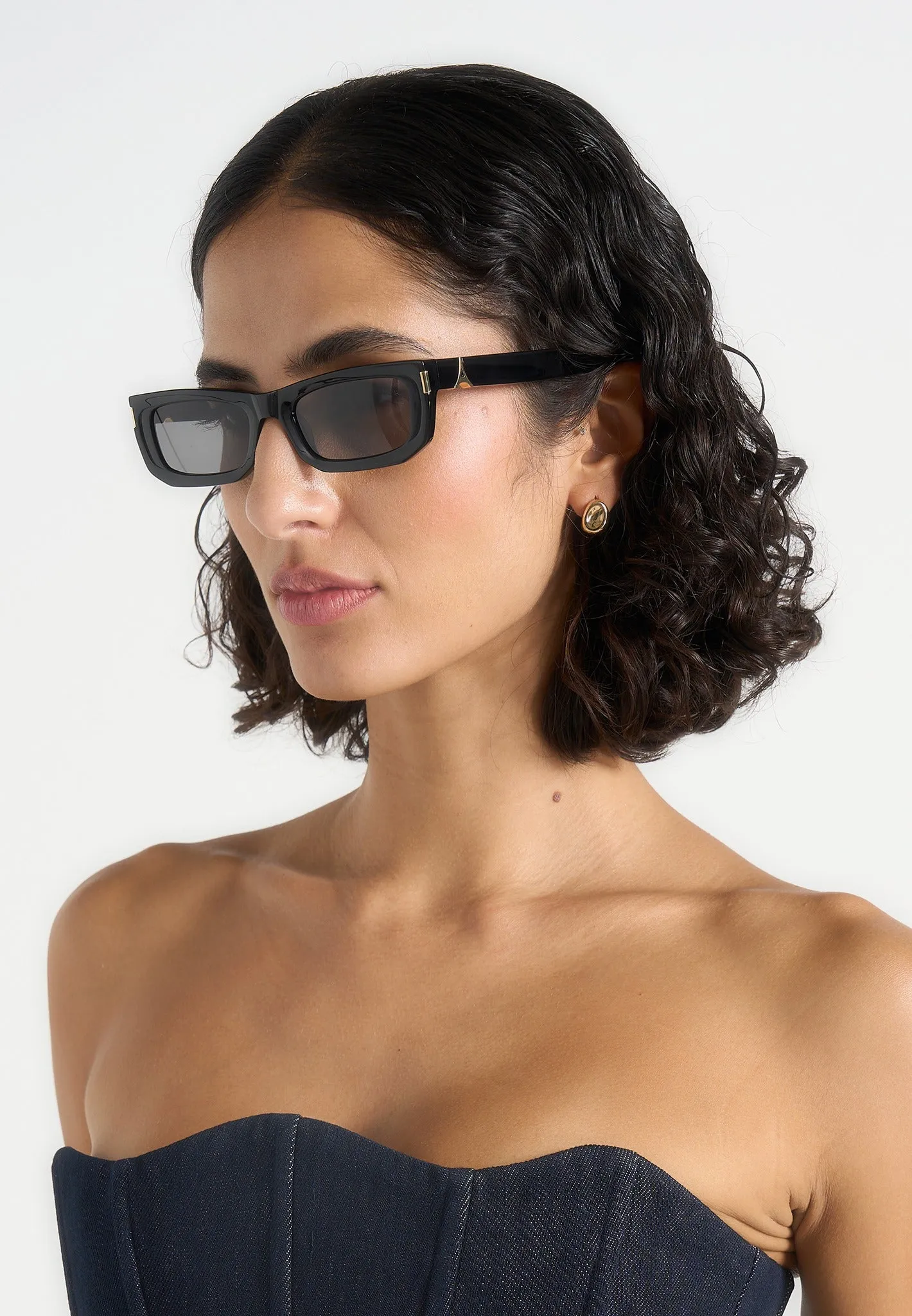 Milan - Curved-Frame Sunglasses - Black sold by Maniere De Voir product image thumbnail 5