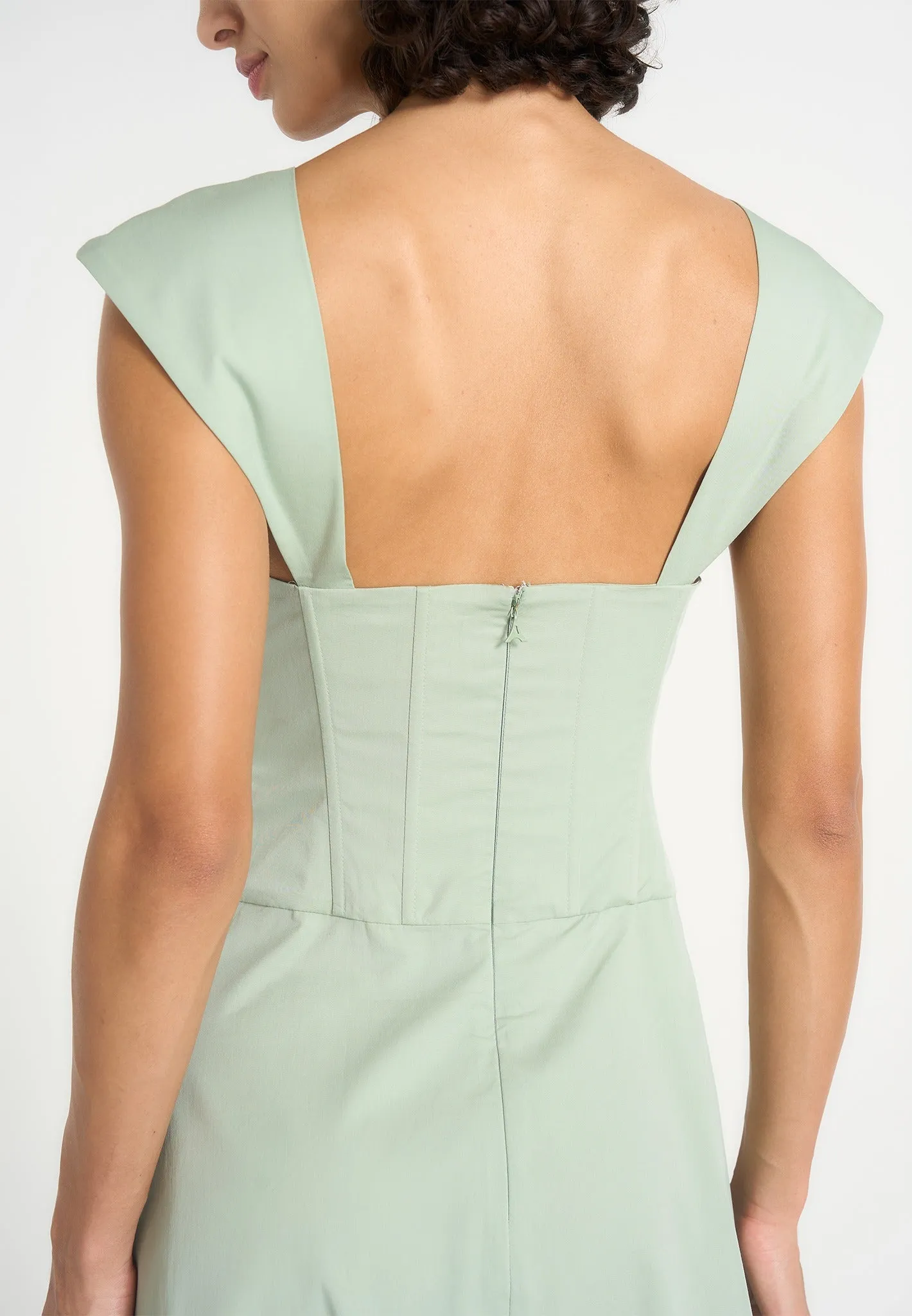 Faith - Cap Sleeve Corset Cotton Midi Dress - Sage sold by Maniere De Voir product image thumbnail 4