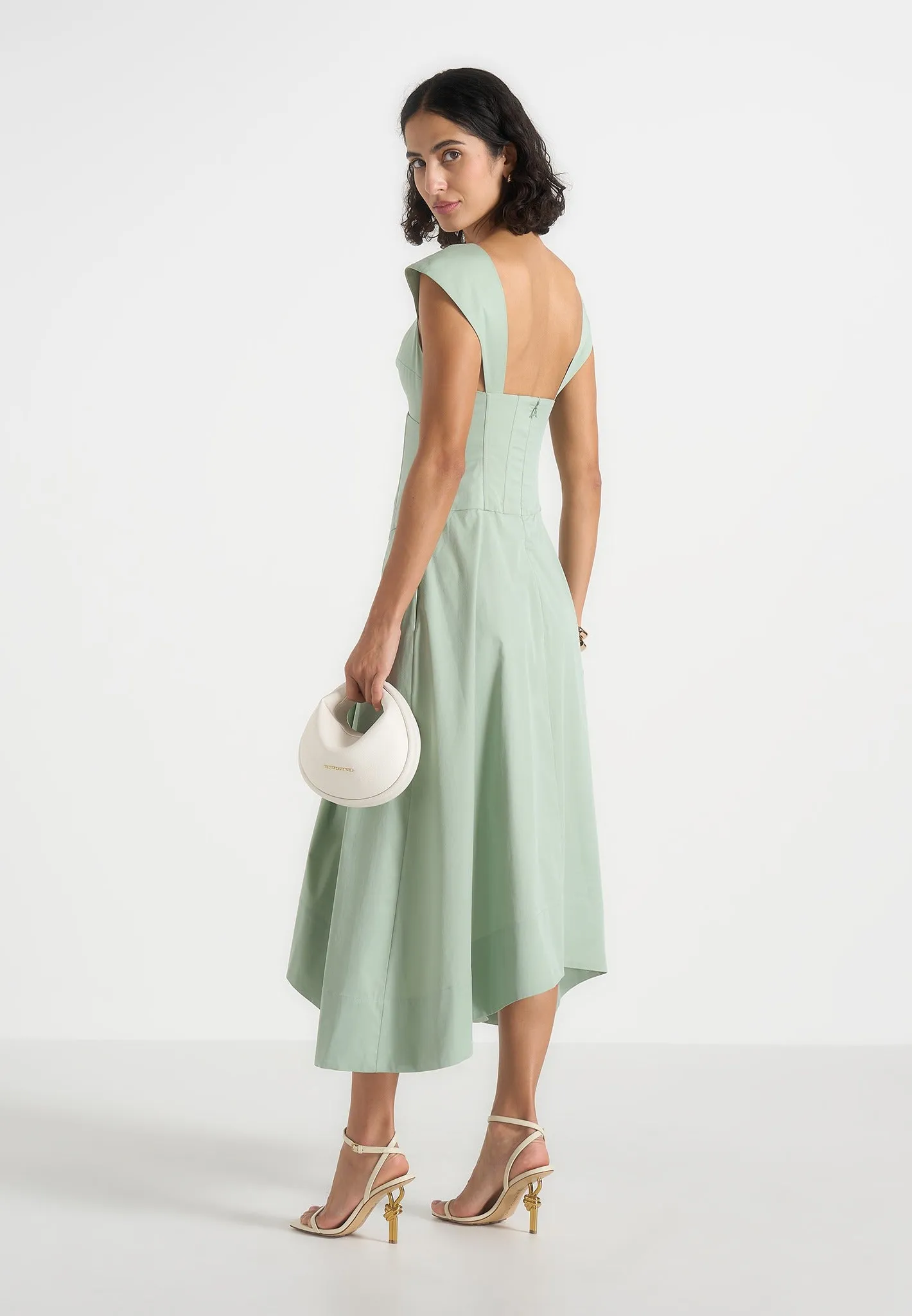 Faith - Cap Sleeve Corset Cotton Midi Dress - Sage sold by Maniere De Voir product image thumbnail 5