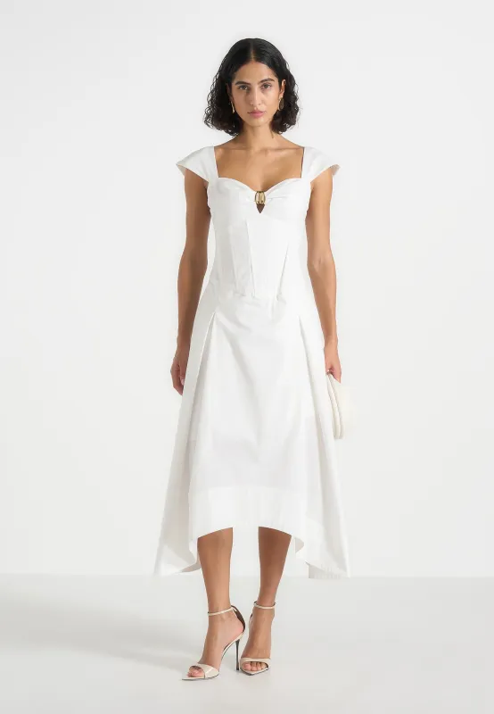 Faith - Cap Sleeve Corset Cotton Midi Dress - White made by Maniere De Voir