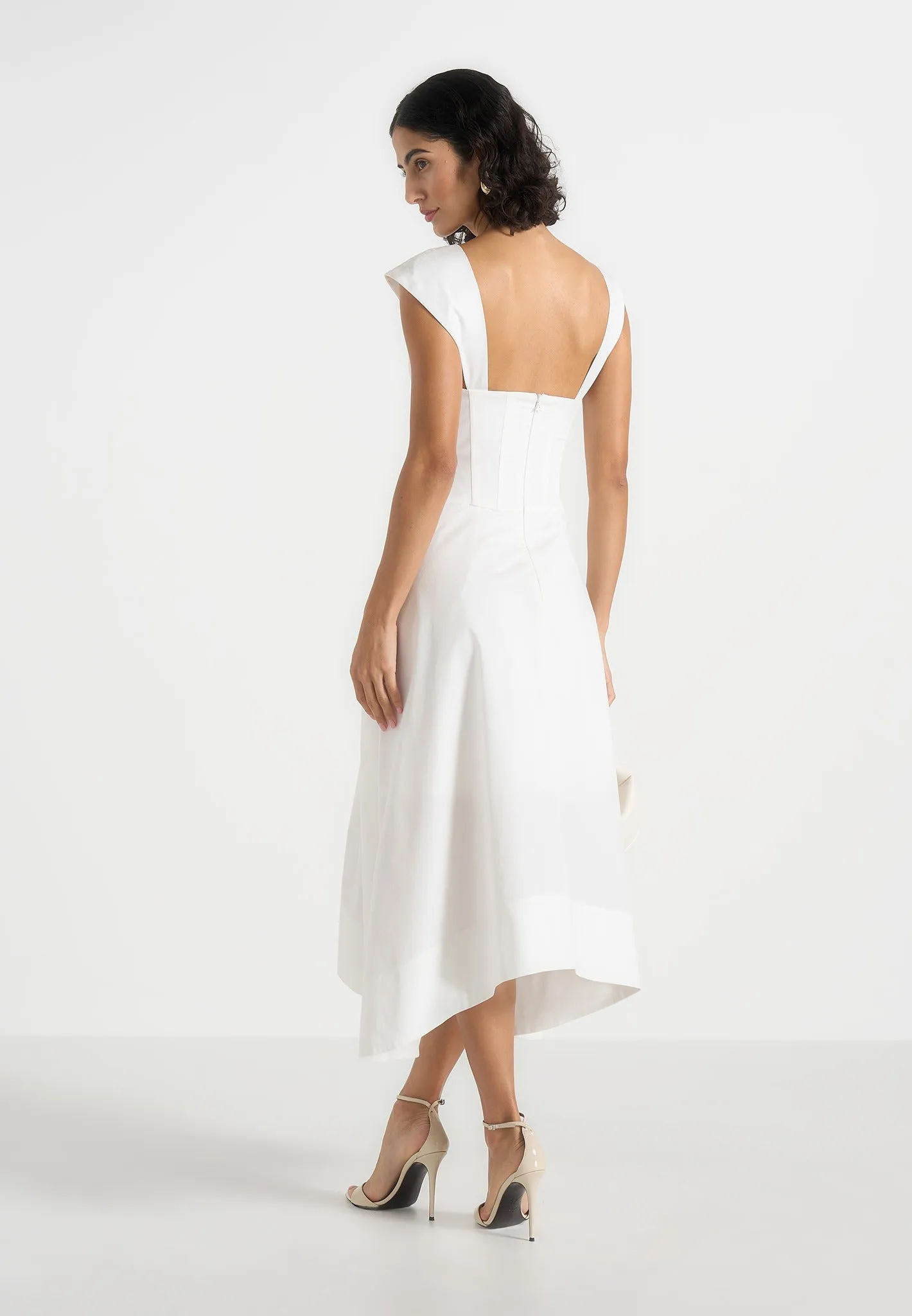 Faith - Cap Sleeve Corset Cotton Midi Dress - White sold by Maniere De Voir product image thumbnail 5