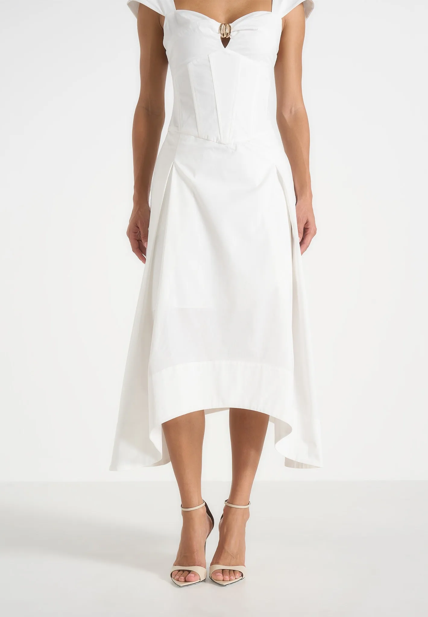Faith - Cap Sleeve Corset Cotton Midi Dress - White sold by Maniere De Voir product image thumbnail 2