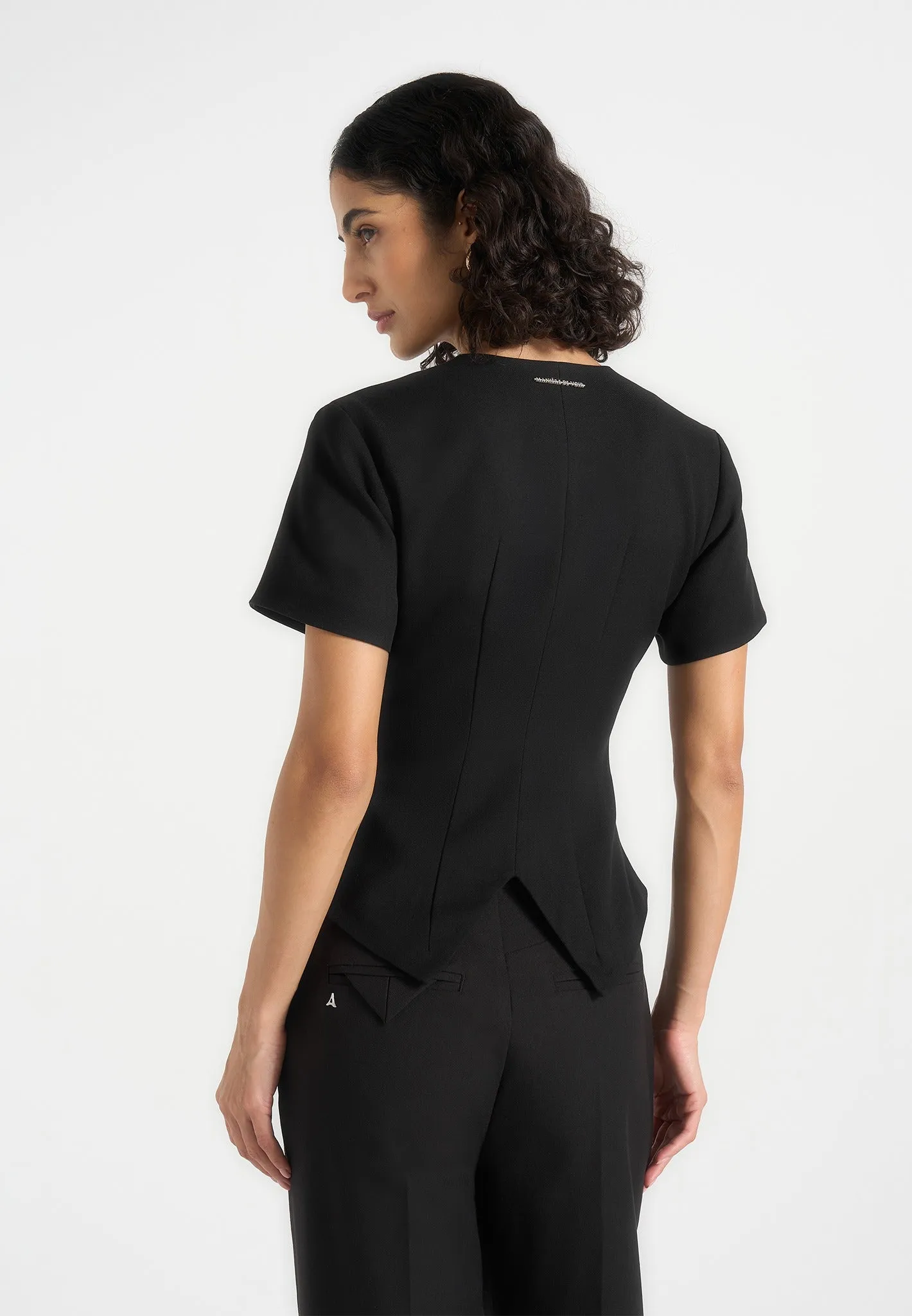 Yolanda - Tailored Peplum Waistcoat - Black sold by Maniere De Voir product image thumbnail 4