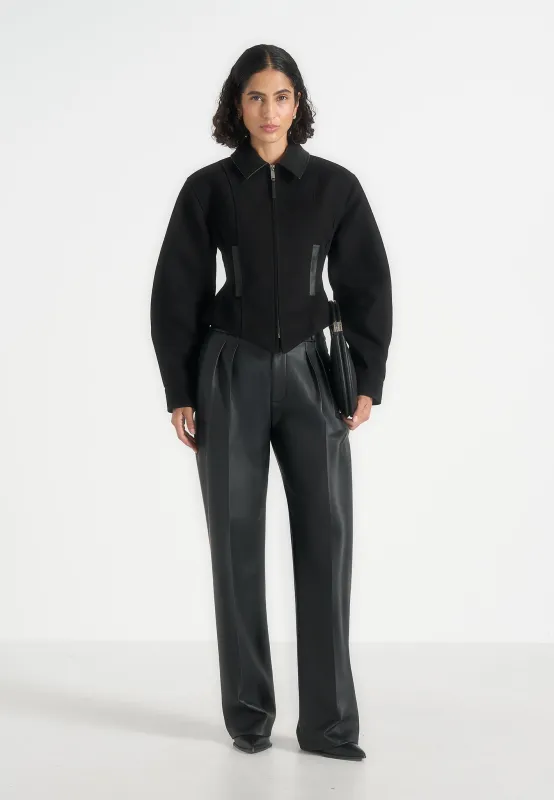 Sky - Hourglass Gabardine Jacket - Black made by Maniere De Voir