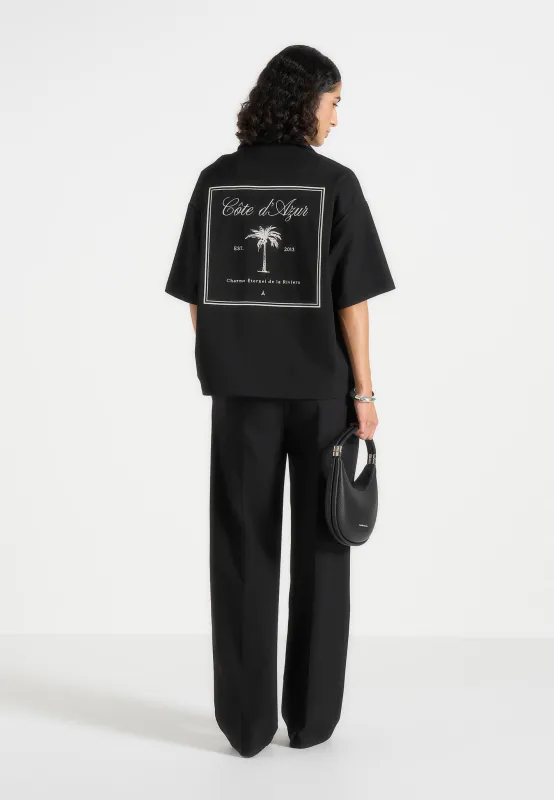 Alexis - Unisex Cote d'Azur Boxy Shirt - Black made by Maniere De Voir