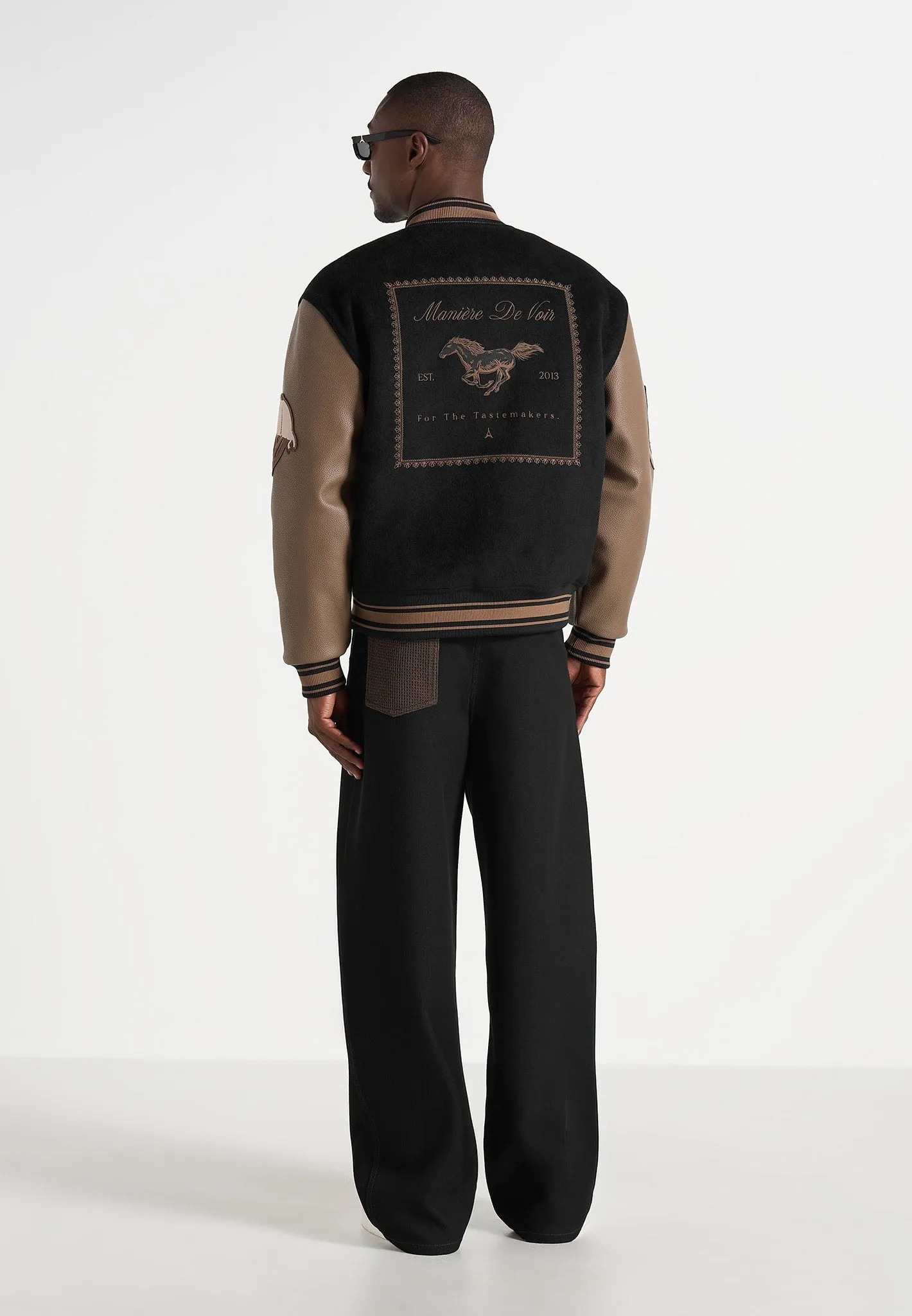 Equestrian Wool-Blend Varsity Jacket - Black sold by Maniere De Voir product image thumbnail 5