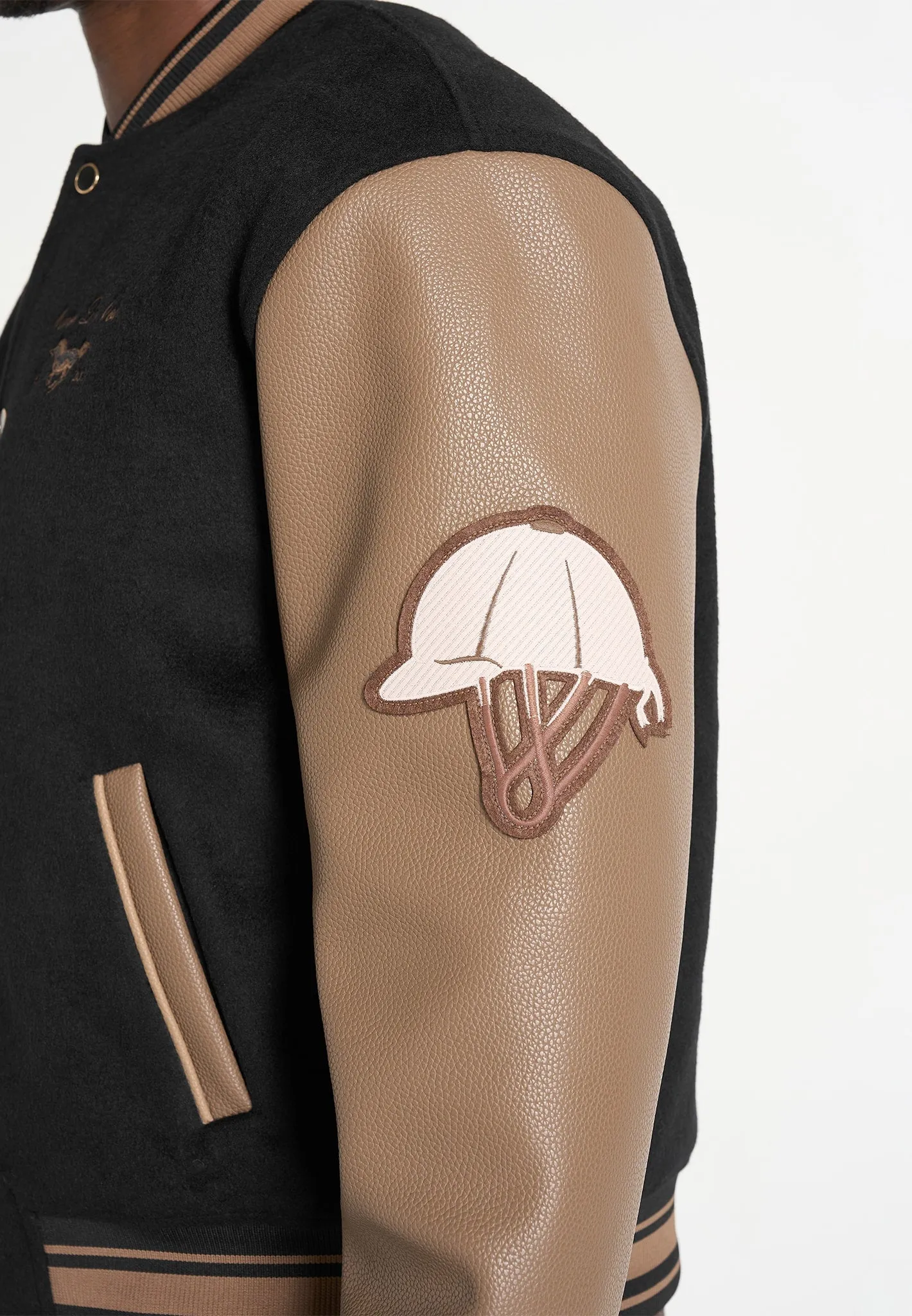 Equestrian Wool-Blend Varsity Jacket - Black sold by Maniere De Voir product image thumbnail 3