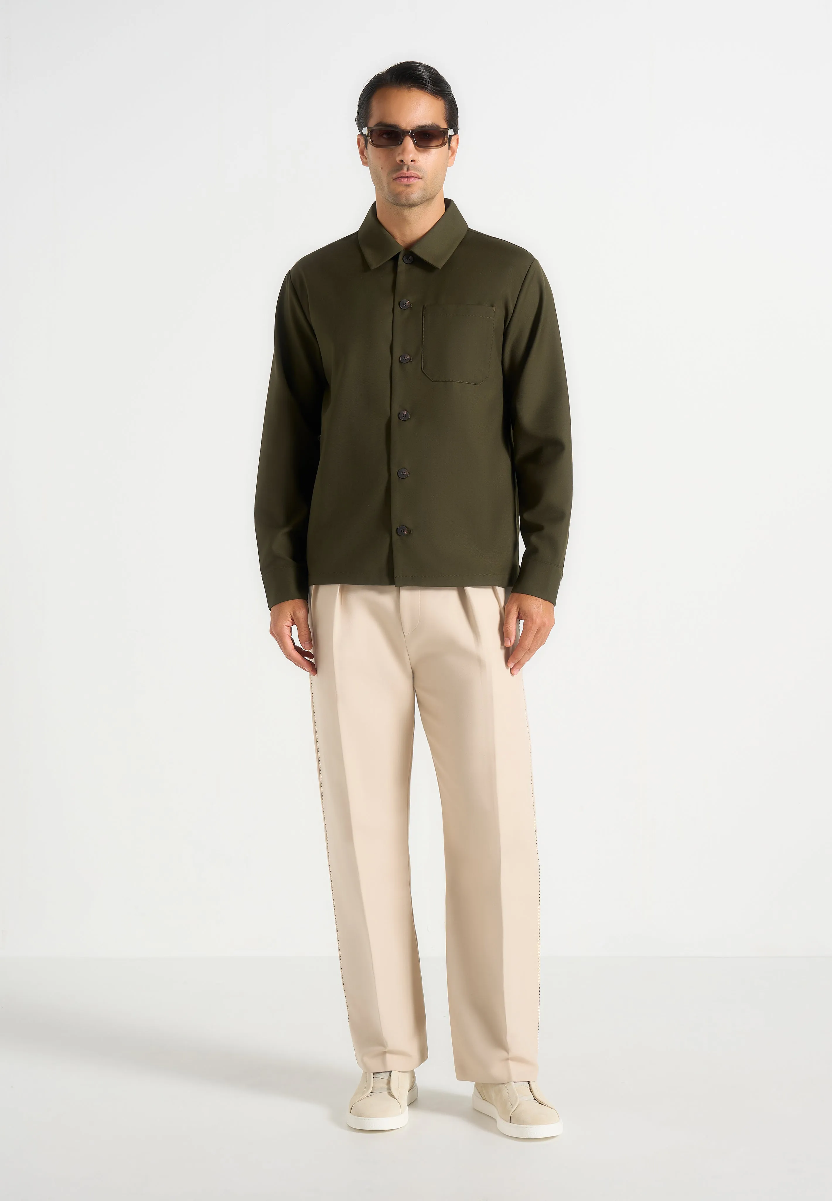 Valentin - Classic Tailored Long Sleeve Shirt - Olive sold by Maniere De Voir product image thumbnail 4