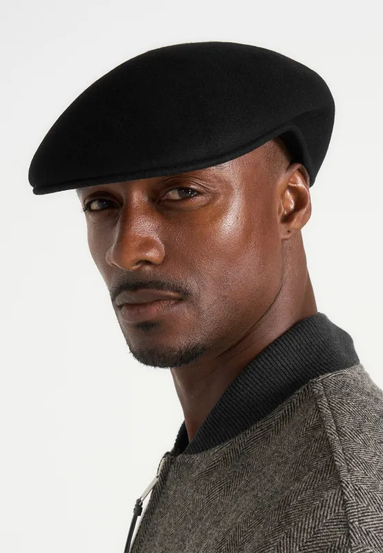 Amos - Wool Flat Cap - Black made by Maniere De Voir