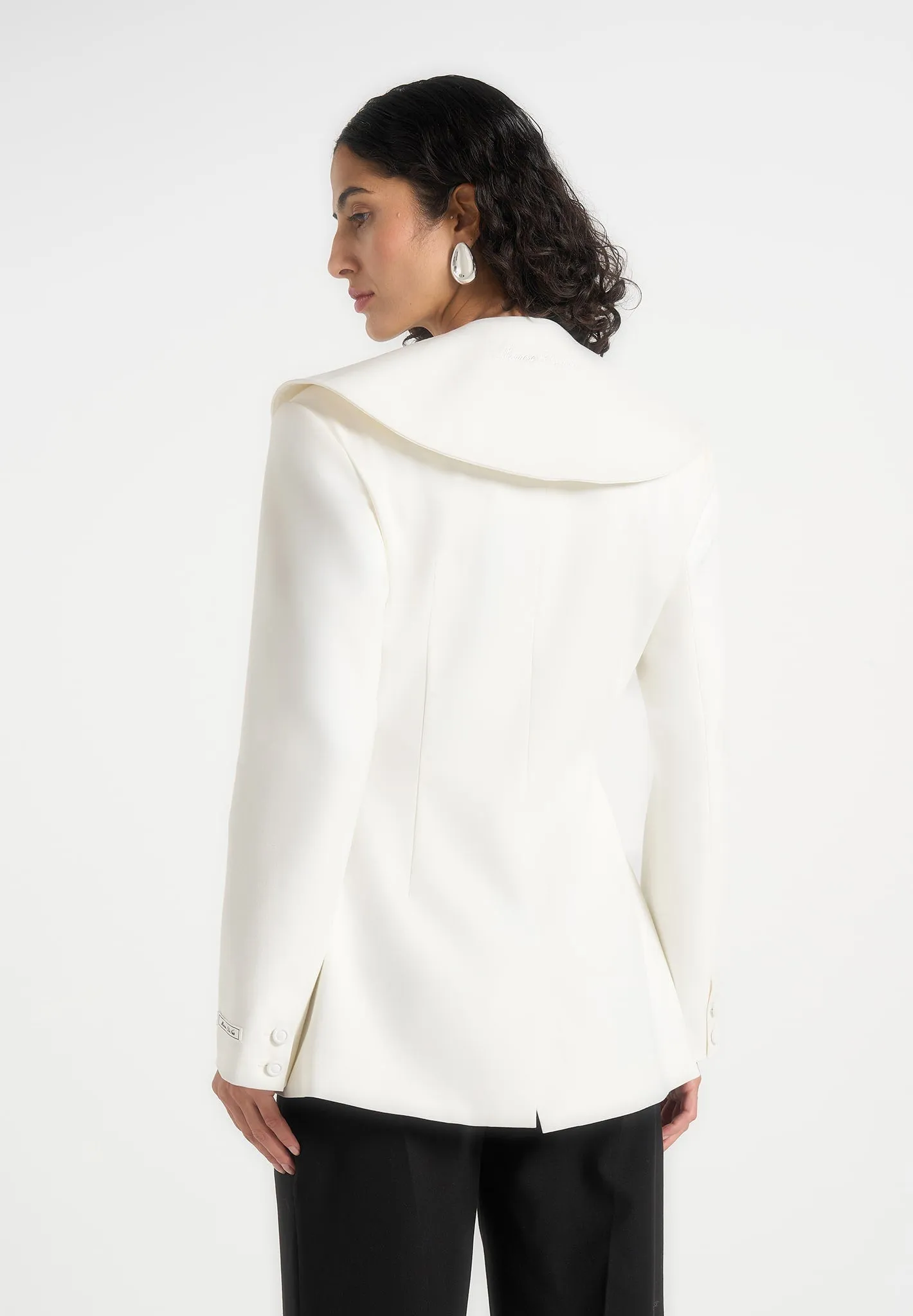Emy - Shawl Hourglass Blazer - White sold by Maniere De Voir product image thumbnail 2