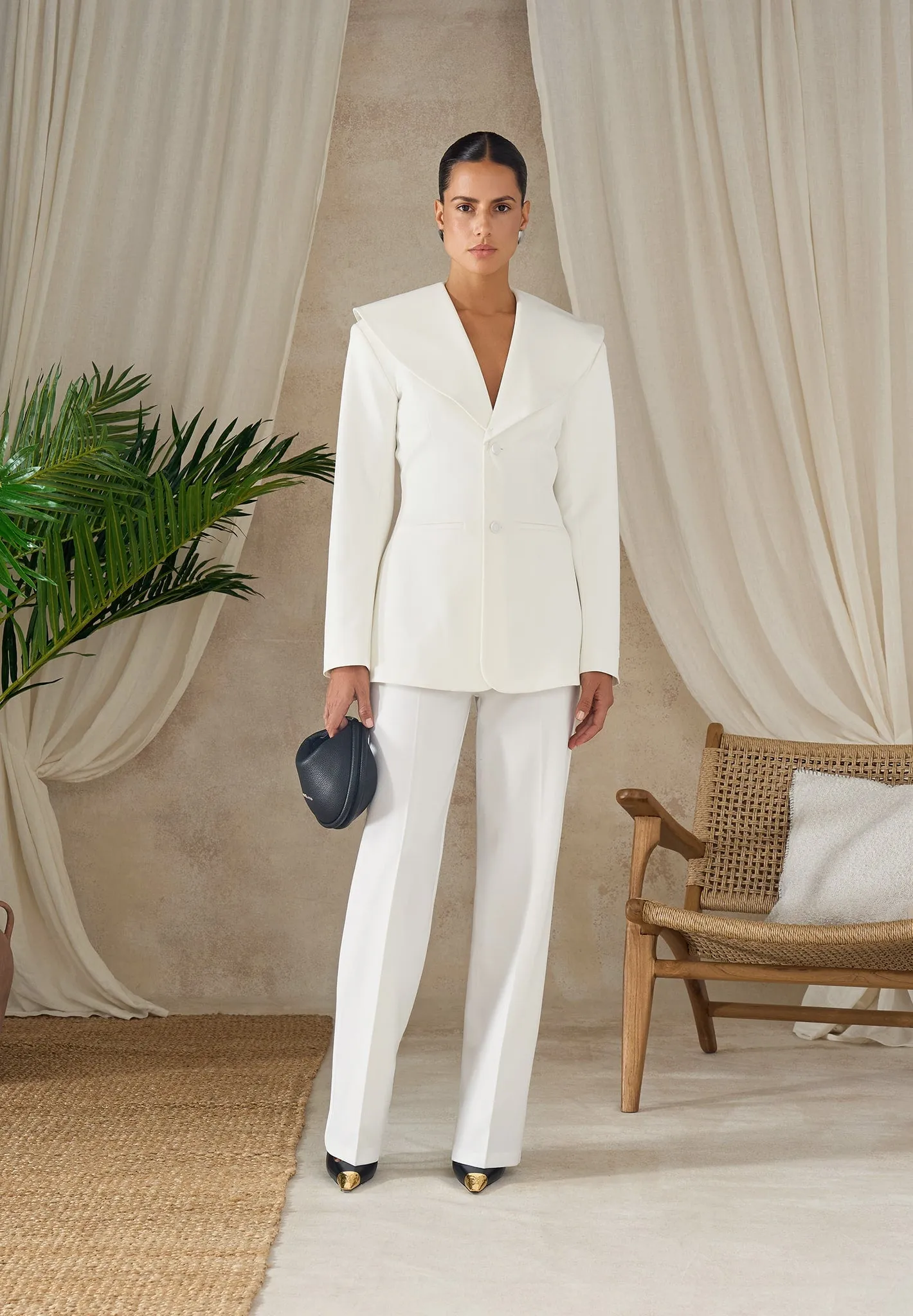 Emy - Shawl Hourglass Blazer - White sold by Maniere De Voir product image thumbnail 3