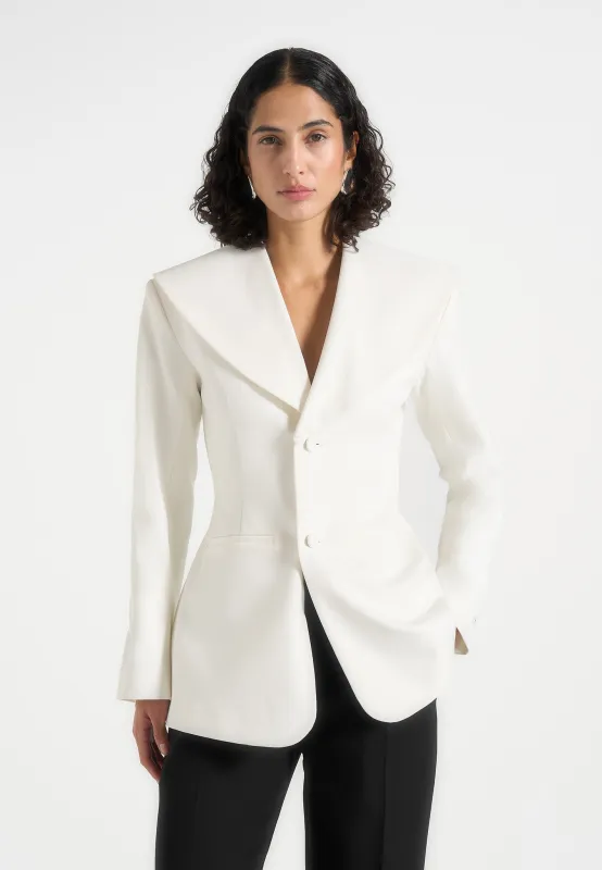 Emy - Shawl Hourglass Blazer - White made by Maniere De Voir