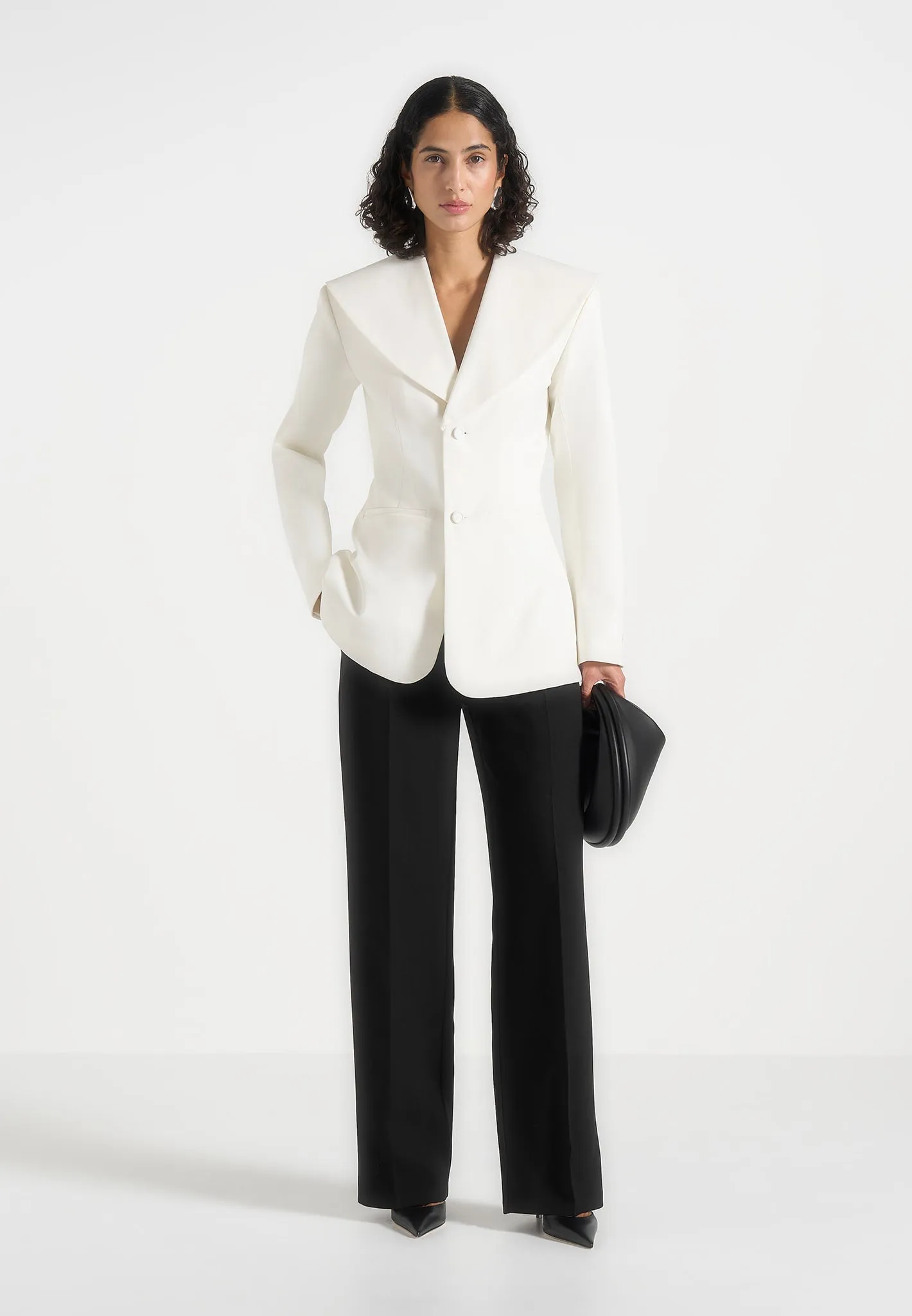 Emy - Shawl Hourglass Blazer - White sold by Maniere De Voir product image thumbnail 4