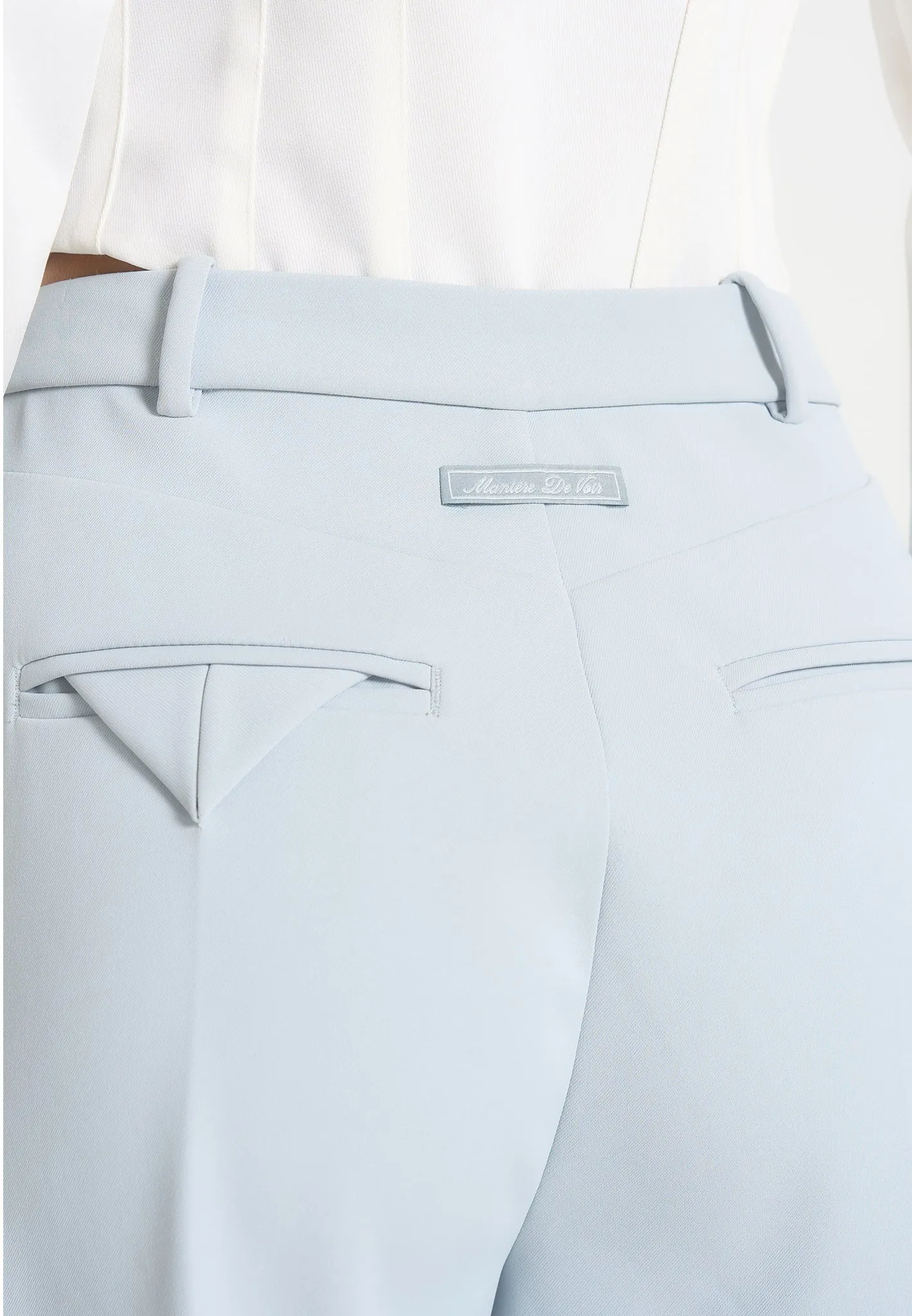Julie - Tailored Twin Pleat Trousers - Pale Blue sold by Maniere De Voir product image thumbnail 3