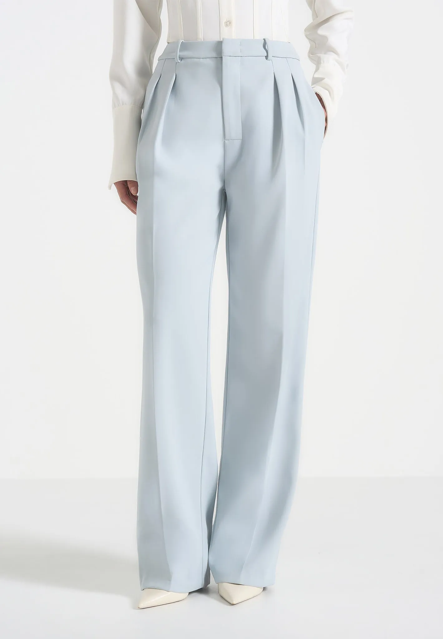 Julie - Tailored Twin Pleat Trousers - Pale Blue sold by Maniere De Voir product image thumbnail 2
