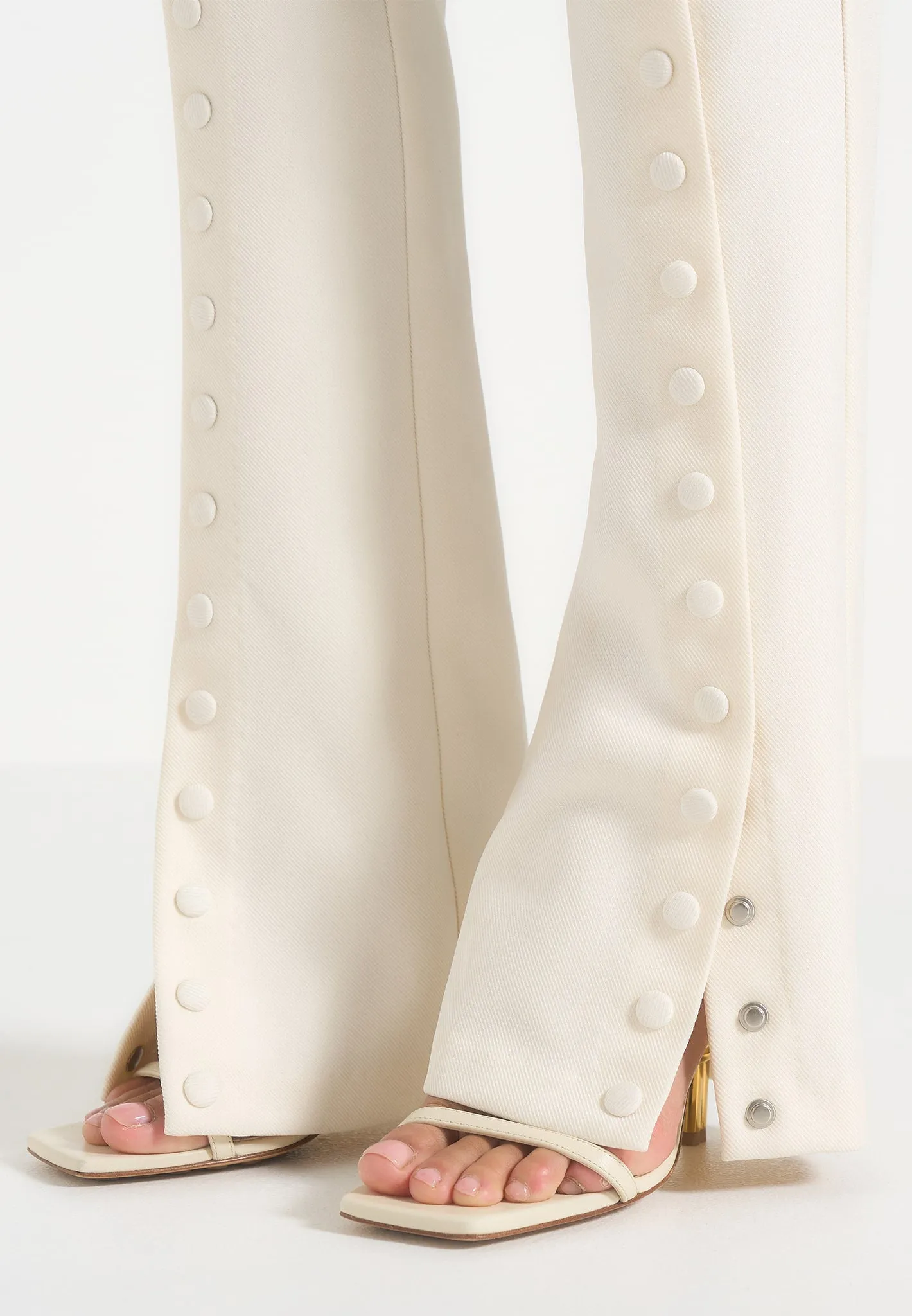 Therese - Tailored Button Detail Trousers - Off White sold by Maniere De Voir product image thumbnail 4
