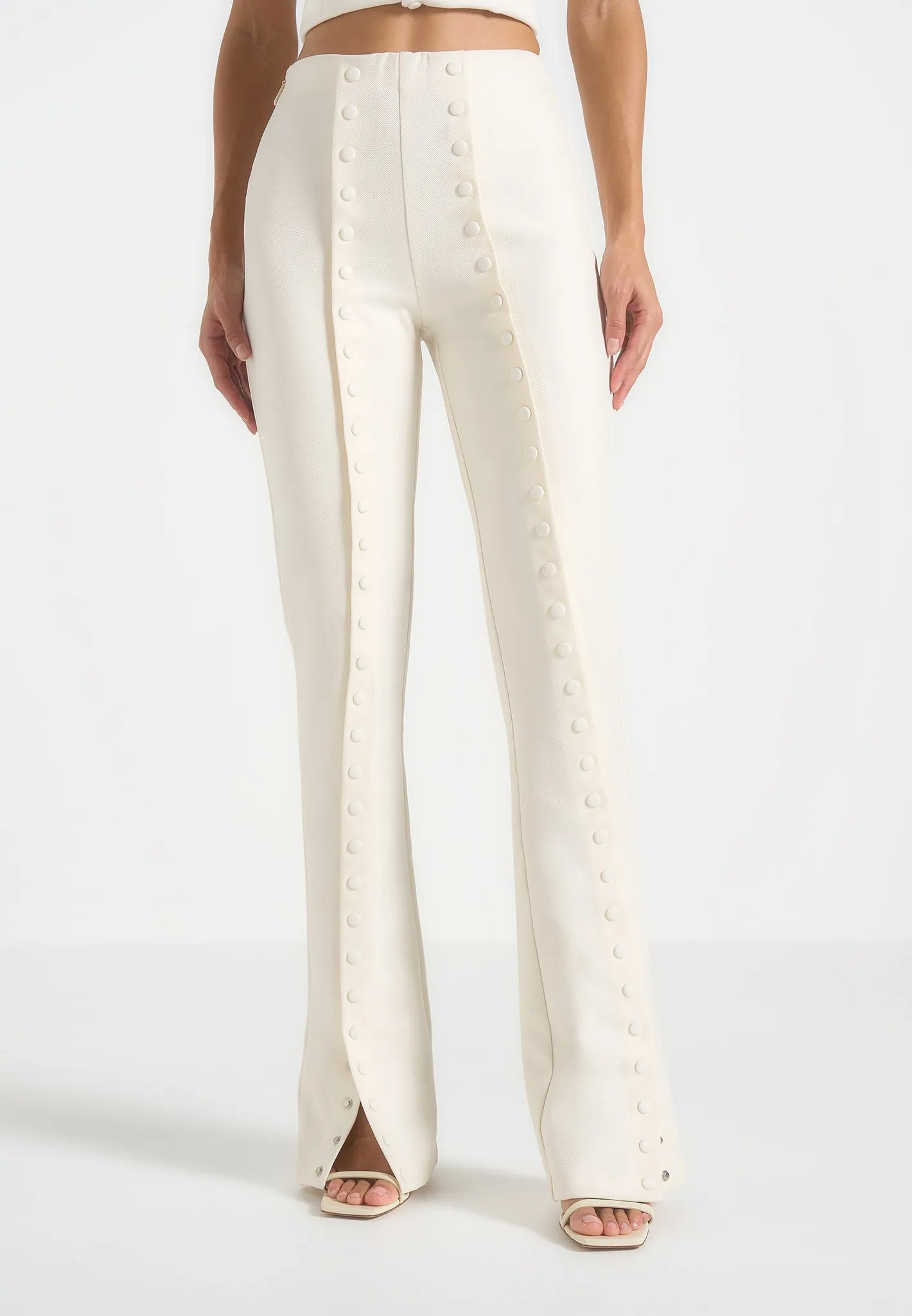 Therese - Tailored Button Detail Trousers - Off White sold by Maniere De Voir product image thumbnail 2