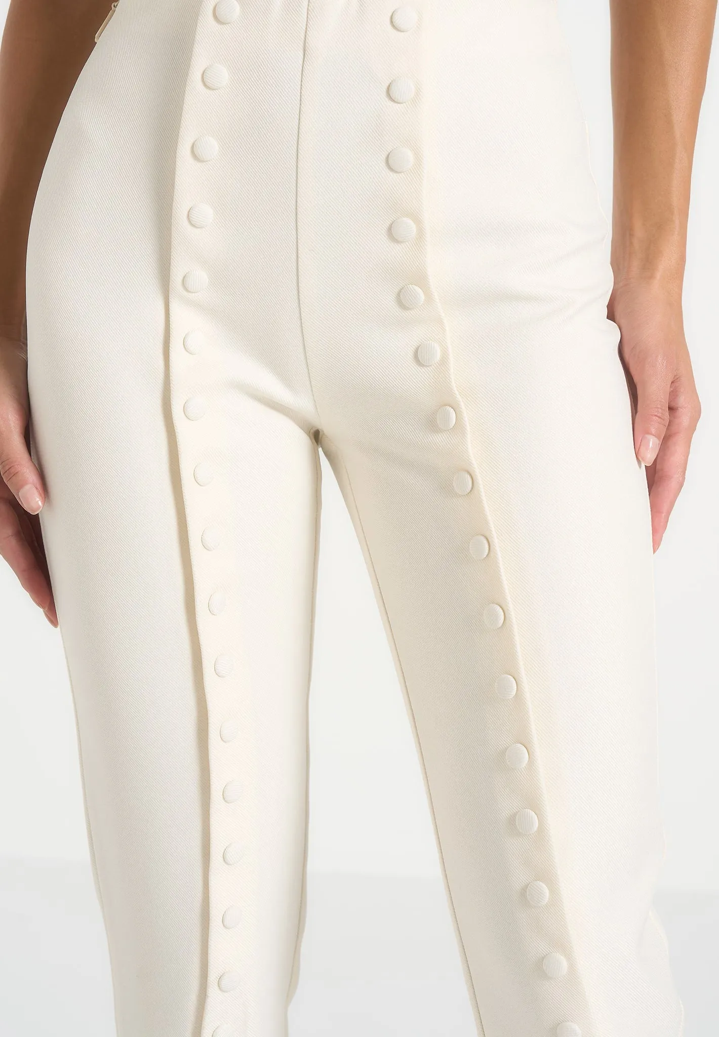 Therese - Tailored Button Detail Trousers - Off White sold by Maniere De Voir product image thumbnail 3