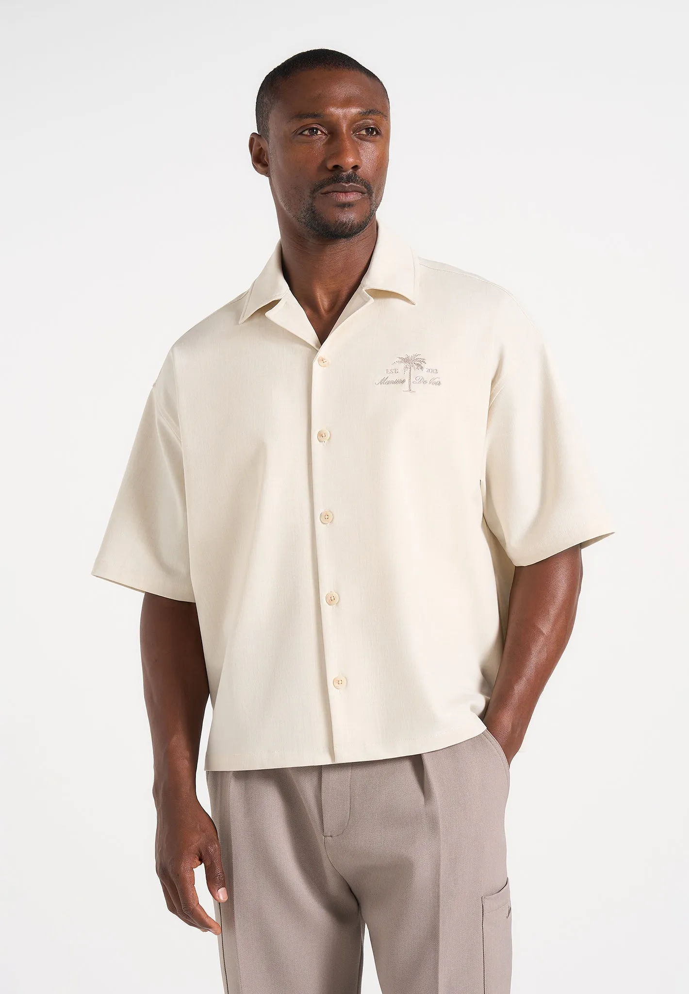 Alexis - Unisex Cote d'Azur Boxy Shirt - Cream sold by Maniere De Voir product image thumbnail 4