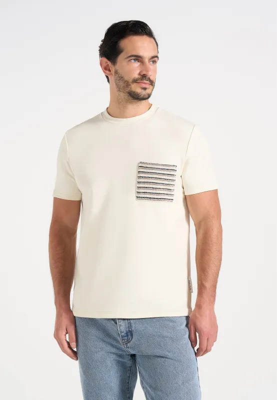 Joris - Whipstitch Pocket Detail T-Shirt - Cream made by Maniere De Voir