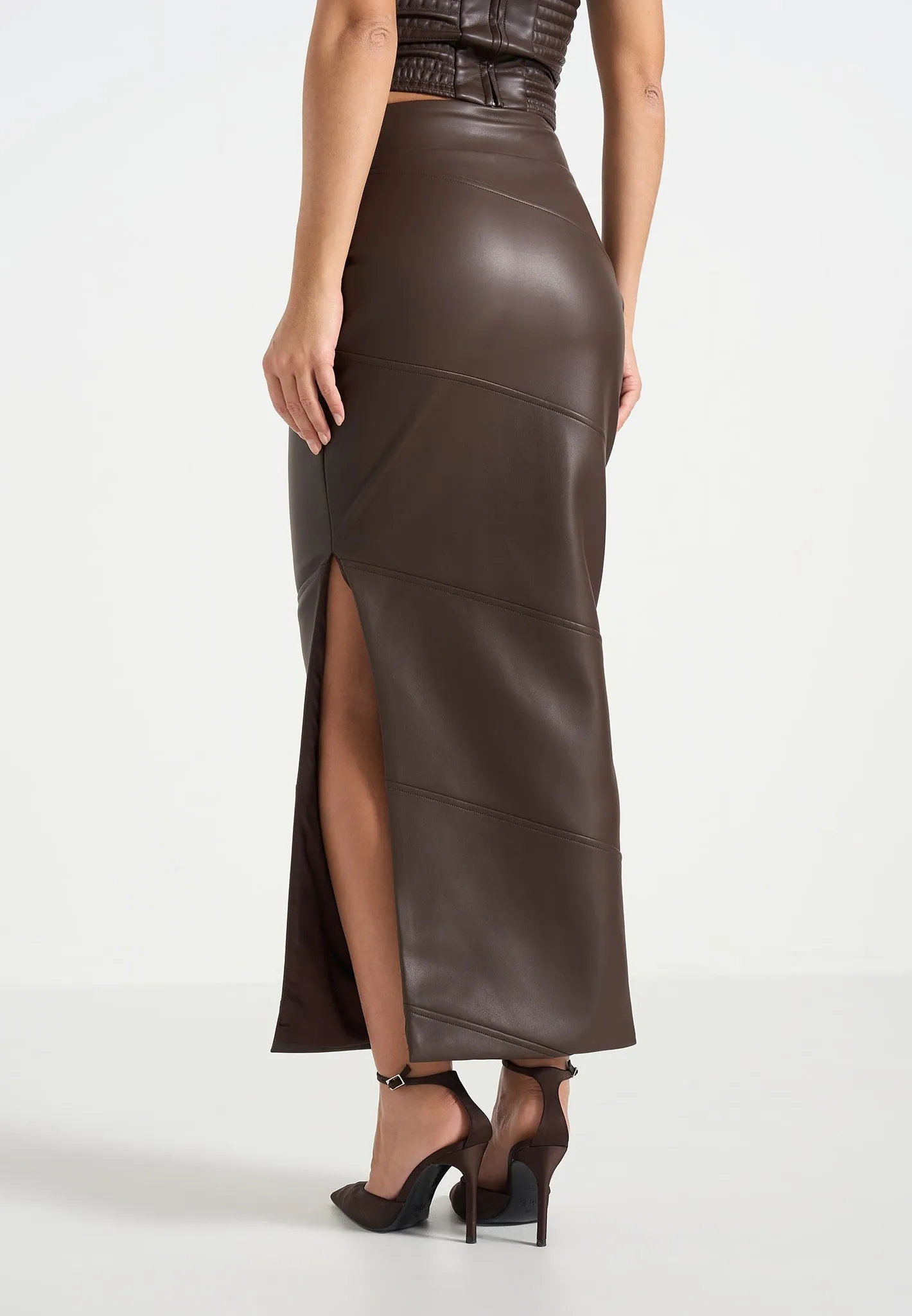 Daisy - Leather Midaxi Skirt - Brown sold by Maniere De Voir product image thumbnail 3