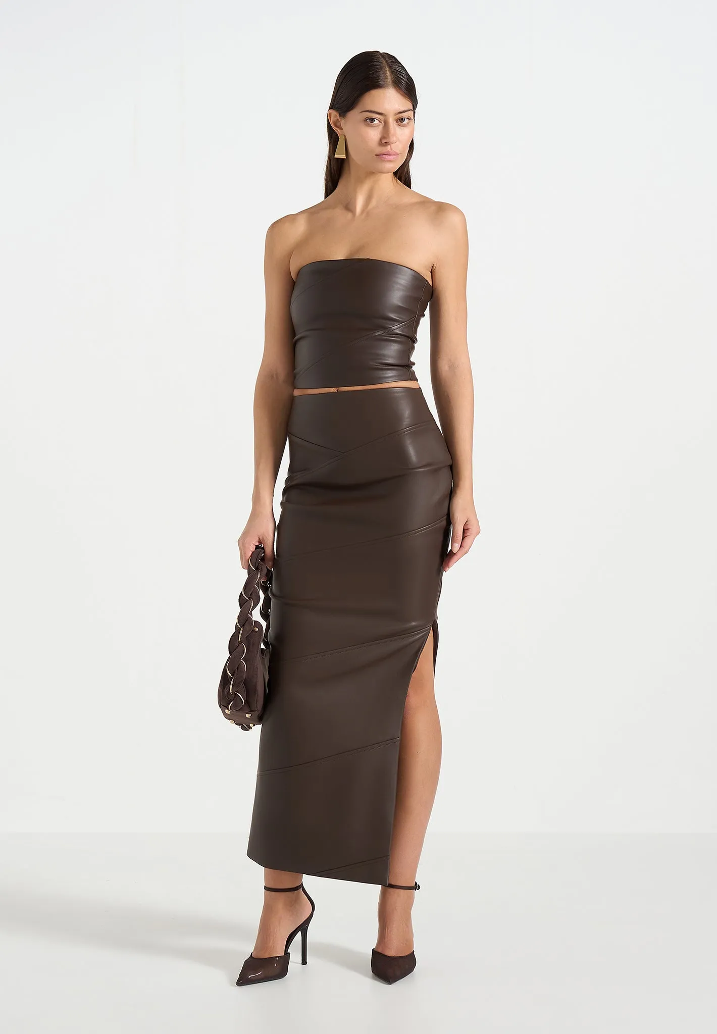 Daisy - Leather Midaxi Skirt - Brown sold by Maniere De Voir product image thumbnail 2