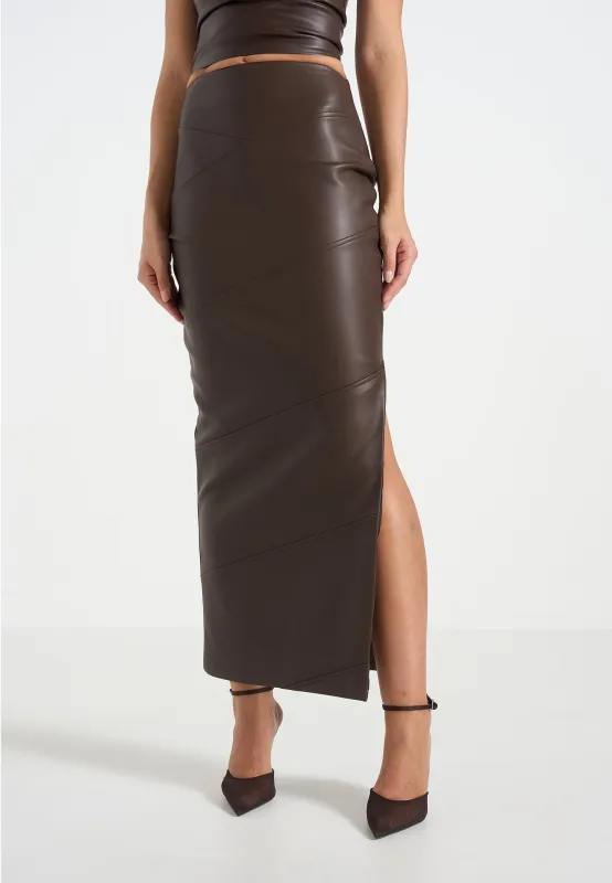 Daisy - Leather Midaxi Skirt - Brown made by Maniere De Voir