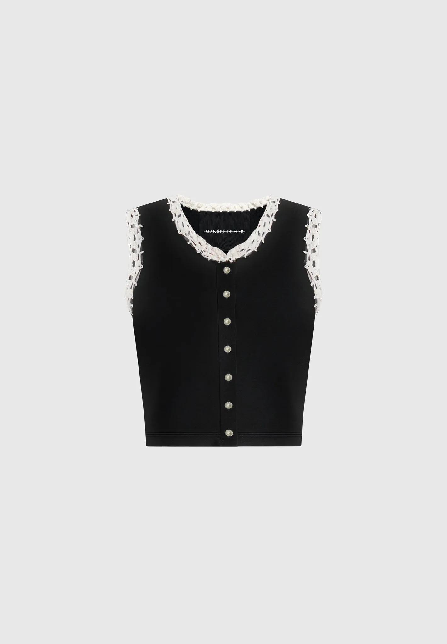 Evelyn - Crochet Frill Crop Top - Black sold by Maniere De Voir product image thumbnail 5